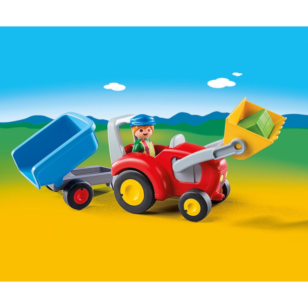 Playmobil® Konstruktions-Spielset »Traktor mit Anhänger (6964), Playmobil 1-2-3«