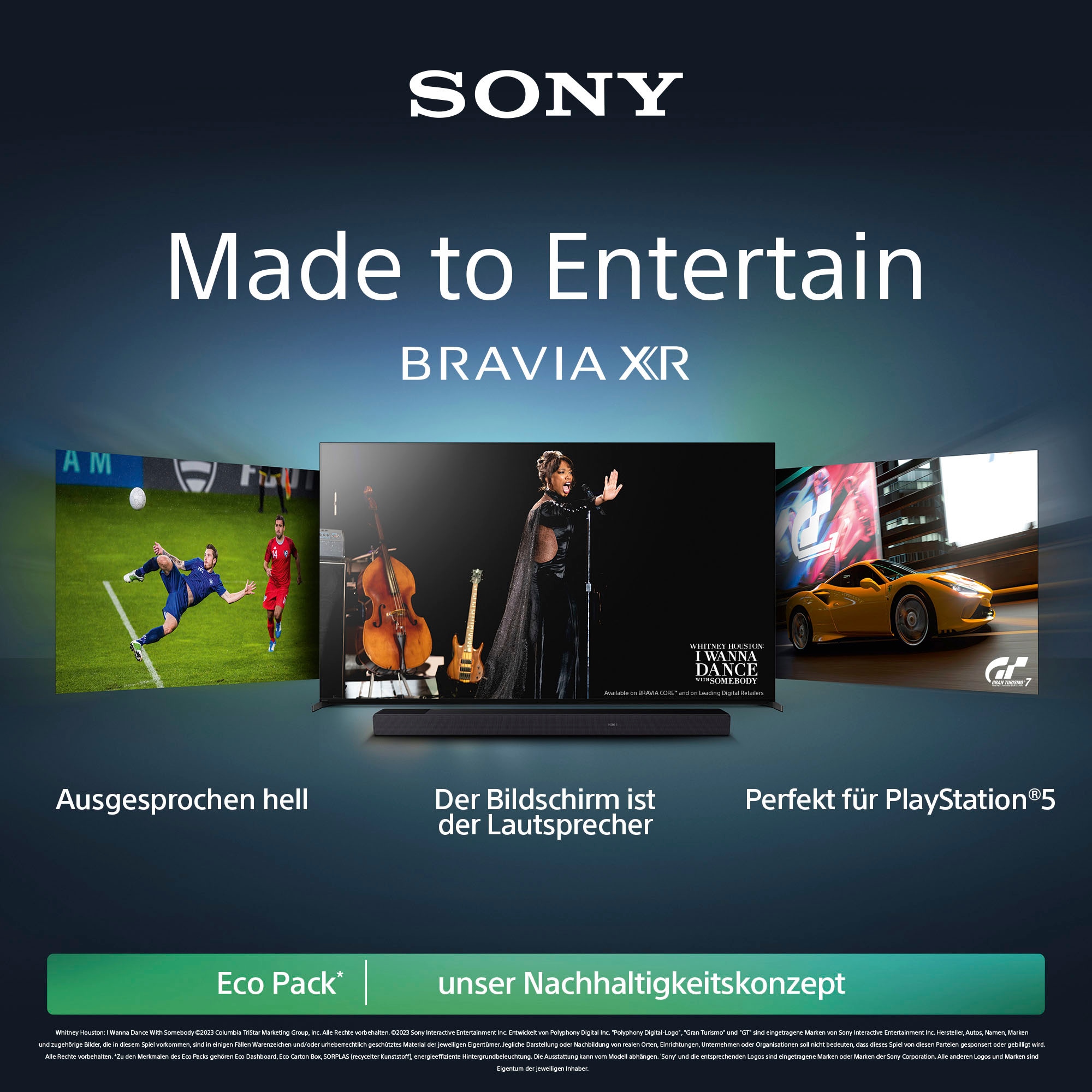 Sony Mini-LED-Fernseher, 164 cm/65 Zoll, 4K Ultra HD, Google TV, Smart-TV, TRILUMINOS PRO, BRAVIA CORE, mit exklusiven PS5-Features