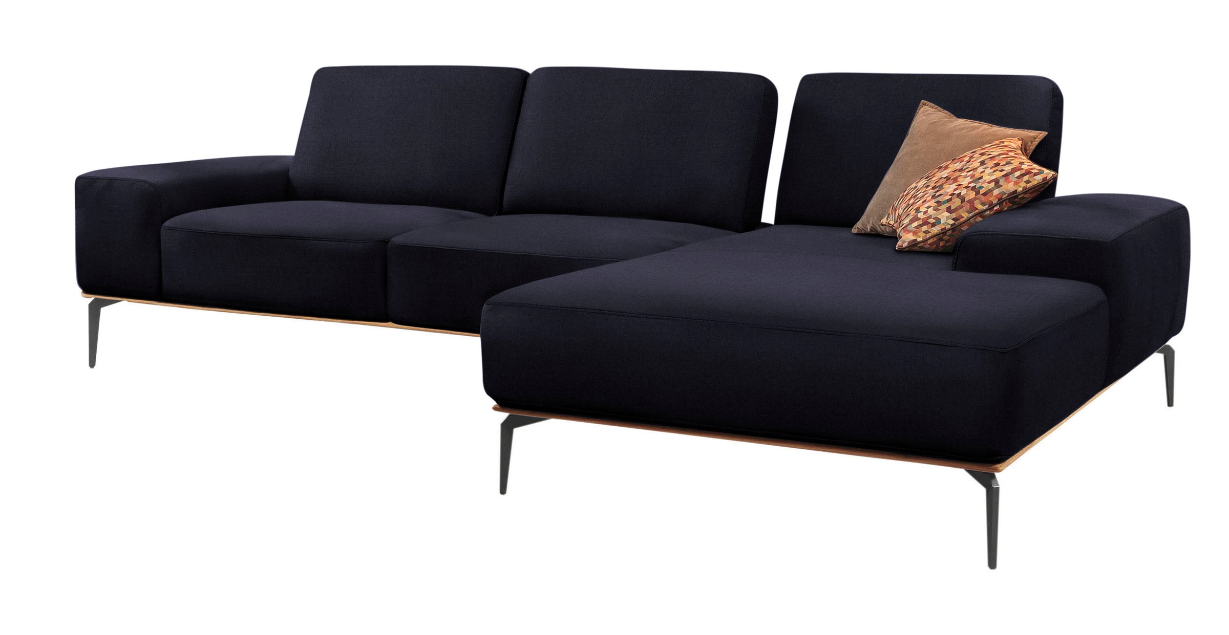 W.SCHILLIG Ecksofa »run, Designsofa mit tollem Sitzkomfort, bequem, L-Form«, mit Holzsockel, Füße in Schwarz pulverbeschichtet, Breite 319 cm