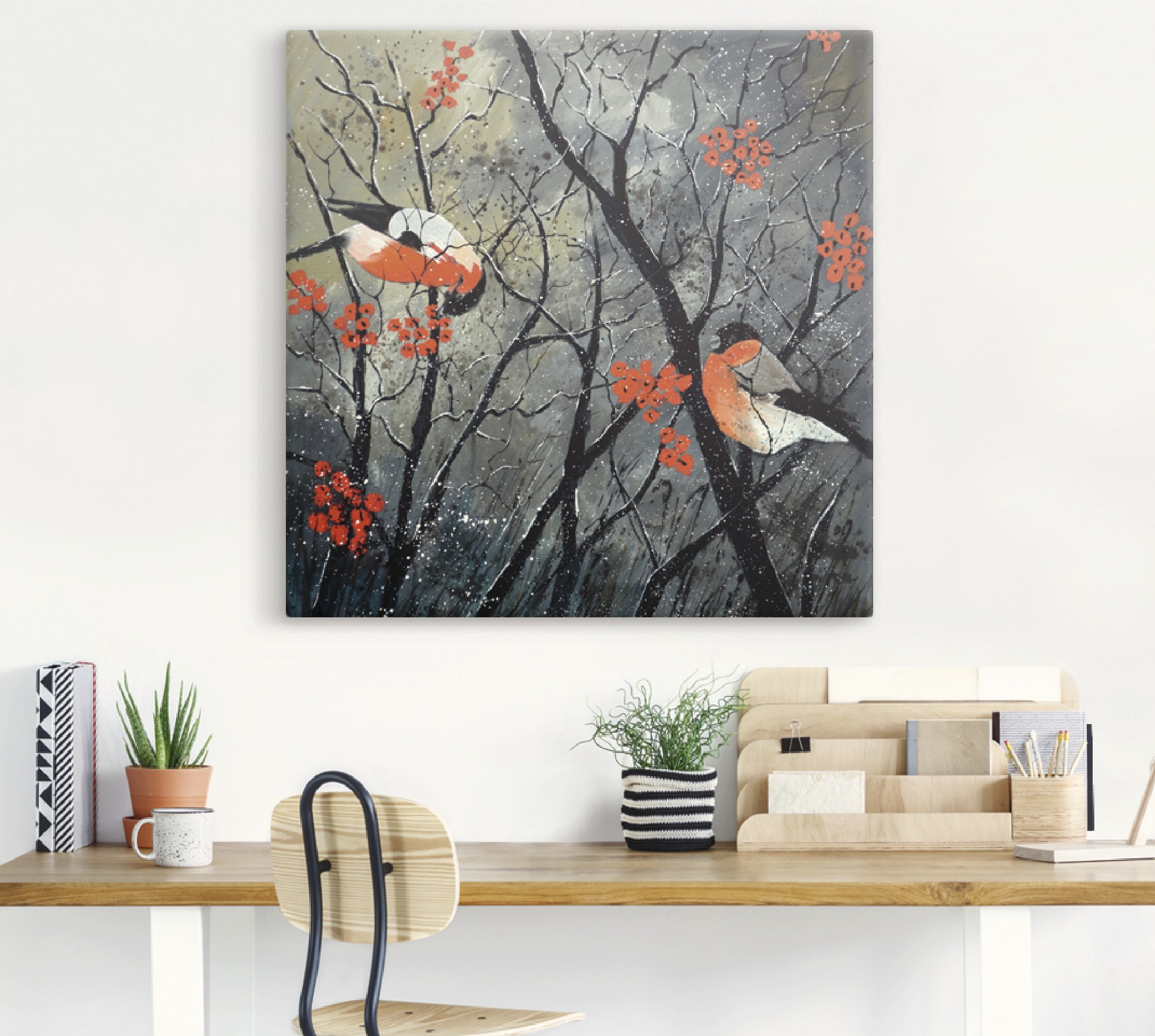 Artland Wandbild »rote Vögel im Winter«, Vögel, (1 St.), als Alubild, Outdoorbild, Leinwandbild, Wandaufkleber, versch. Größen