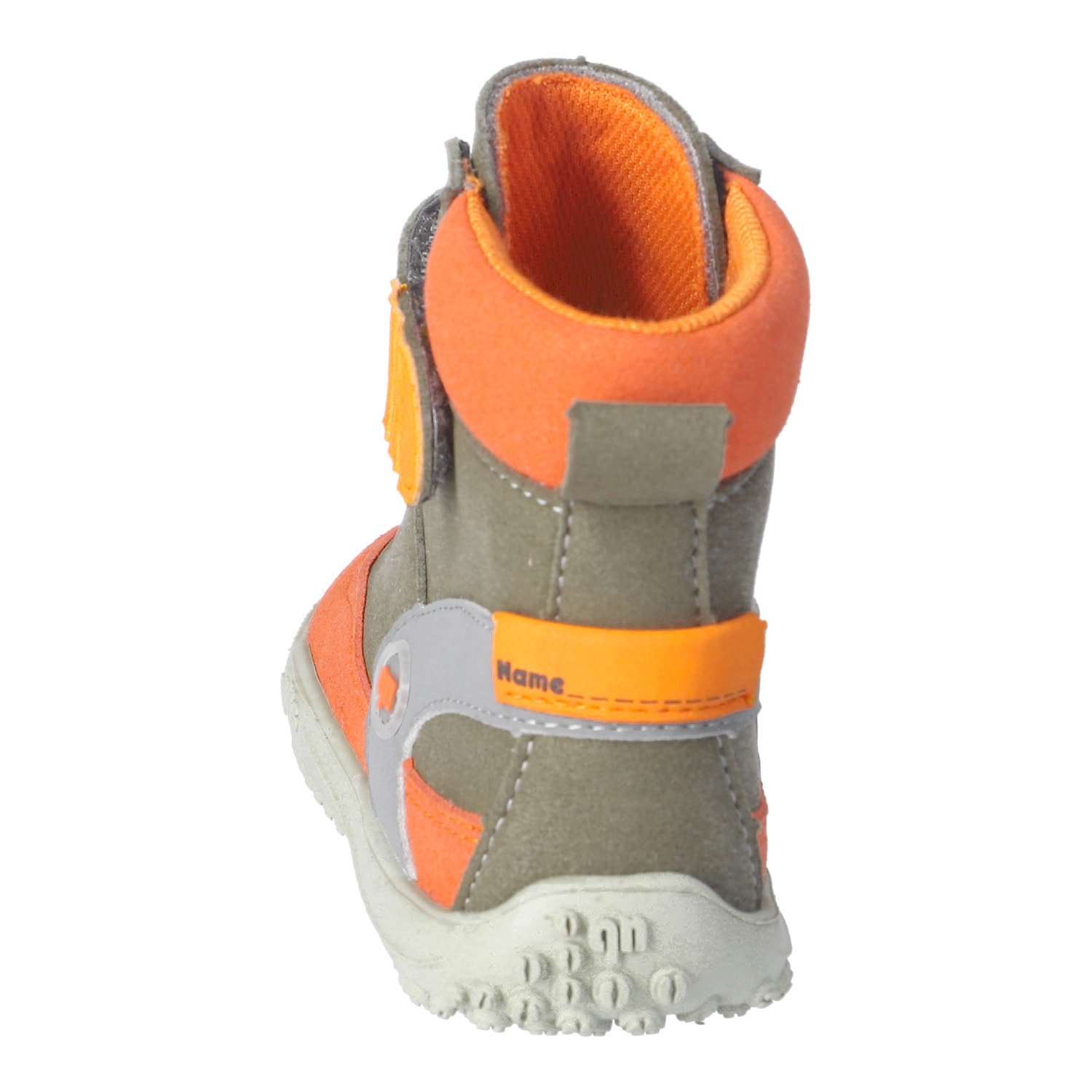 qnuffs Barfußschuh »KIEFER«  Klettboots mit Namensschild, in veganer Verarbeitung