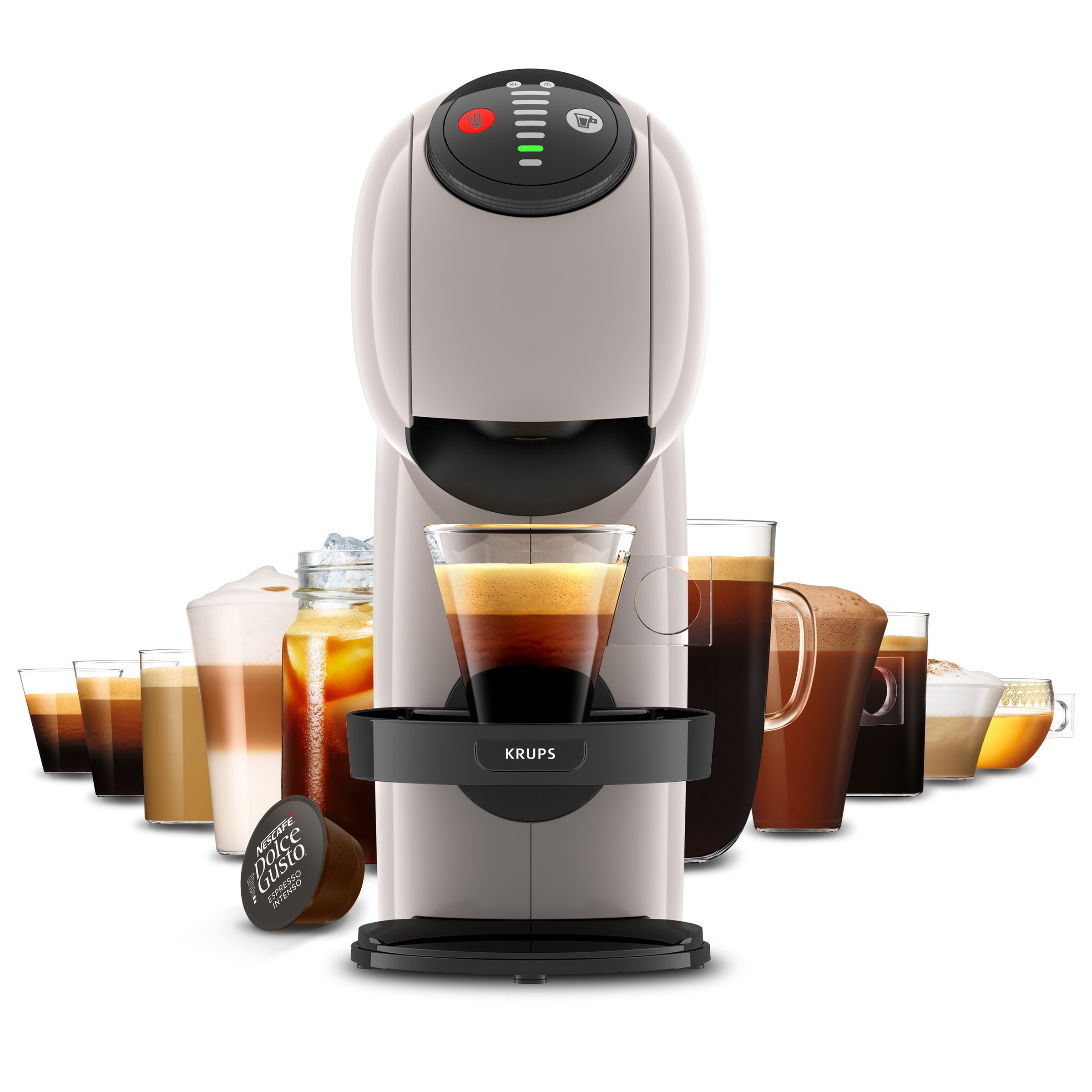 NESCAFÉ Dolce Gusto Kapselmaschine »KP243A Genio S« Multigetränke-Kapselmaschine, kompakt, Hochdruck, LED-Kontrollrädchen grau Kapselmaschine