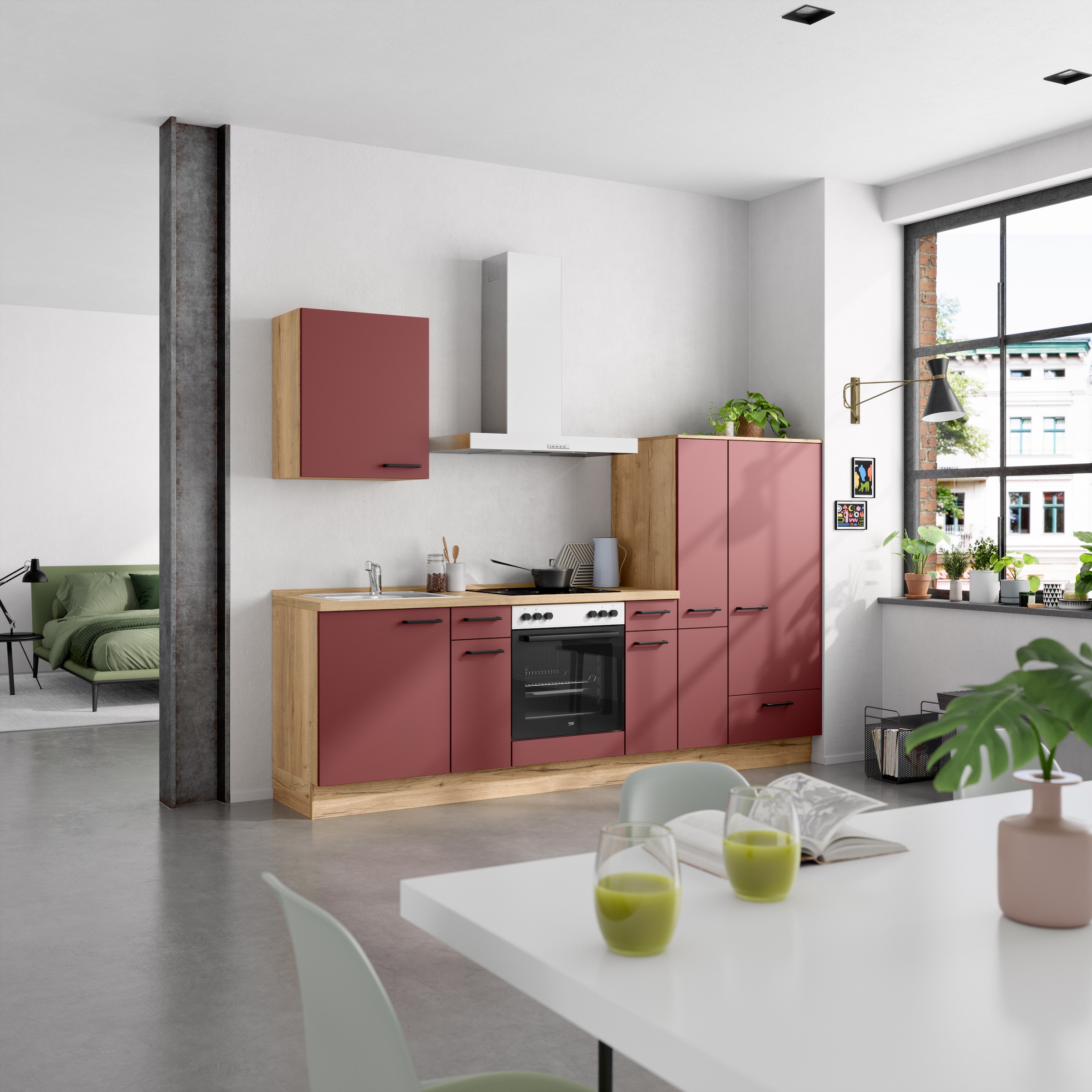 nobilia® Küchenzeile »"Easytouch I", NEU: individuell anpassbar mit gratis Profi-Beratung« vormontiert, Breite 270 cm, Ausrichtung wählbar, wahlw. mit E-Geräten