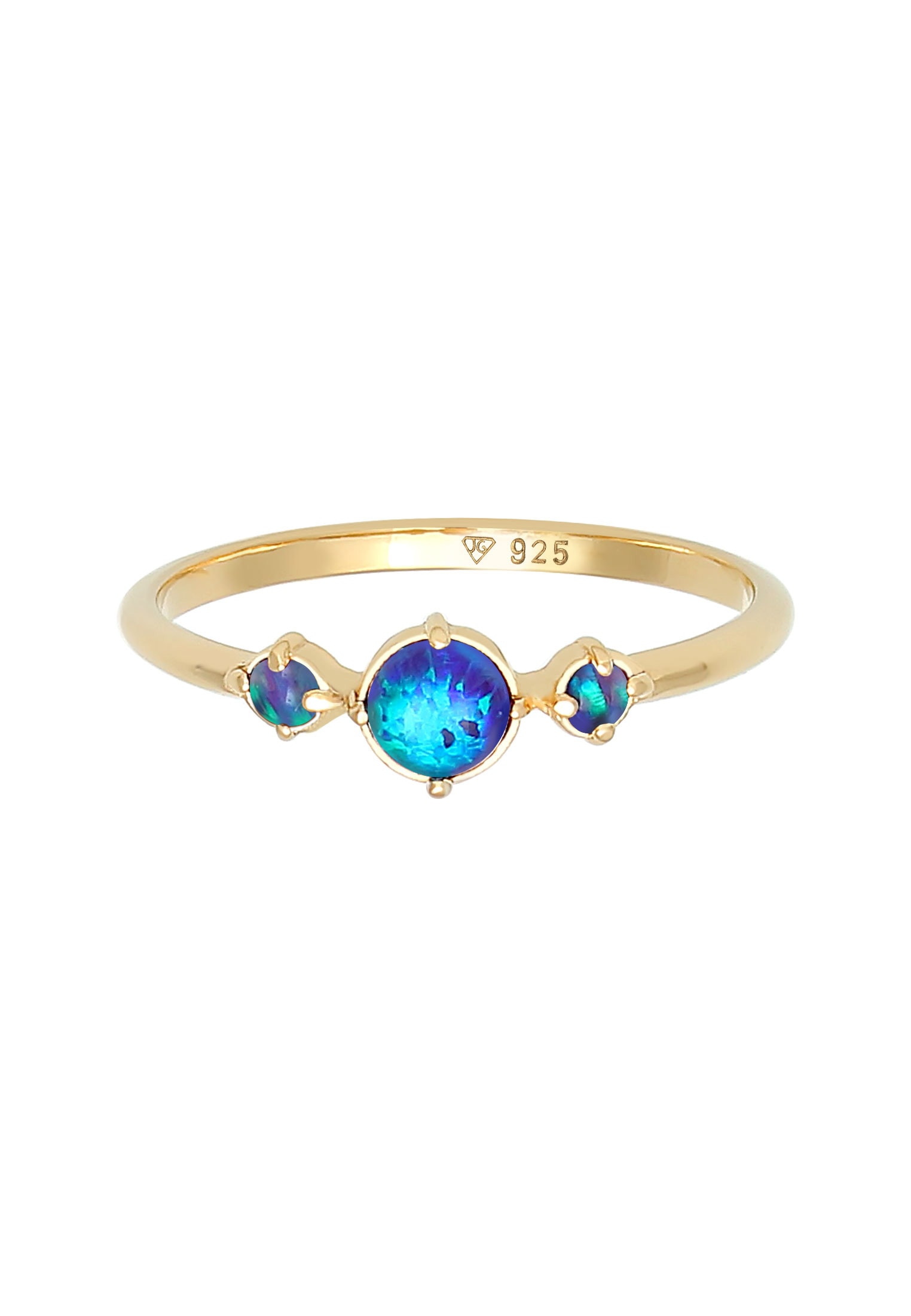 Elli Fingerring »Opal Rund Trio Vintage 925er Silber«