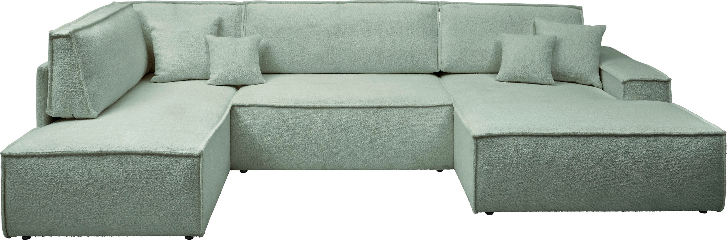 andas Wohnlandschaft »FINNLEY U-Form XXL 329 cm, Schlafsofa, Schlaffunktion m. Bettkasten«, (194/139 cm), Bouclé, Struktur und Cord