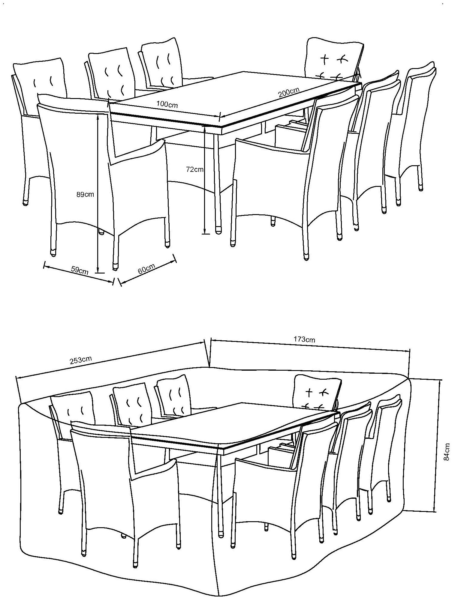 KONIFERA Garten-Essgruppe »Mailand« Set, 8x Sessel, 8x Sitzauflage, 8x Rückenauflage, 1x Tisch, 25 Stk. tlg. Polyrattan, verzinkter Stahl, Ablagefläche unter der Tischplatte