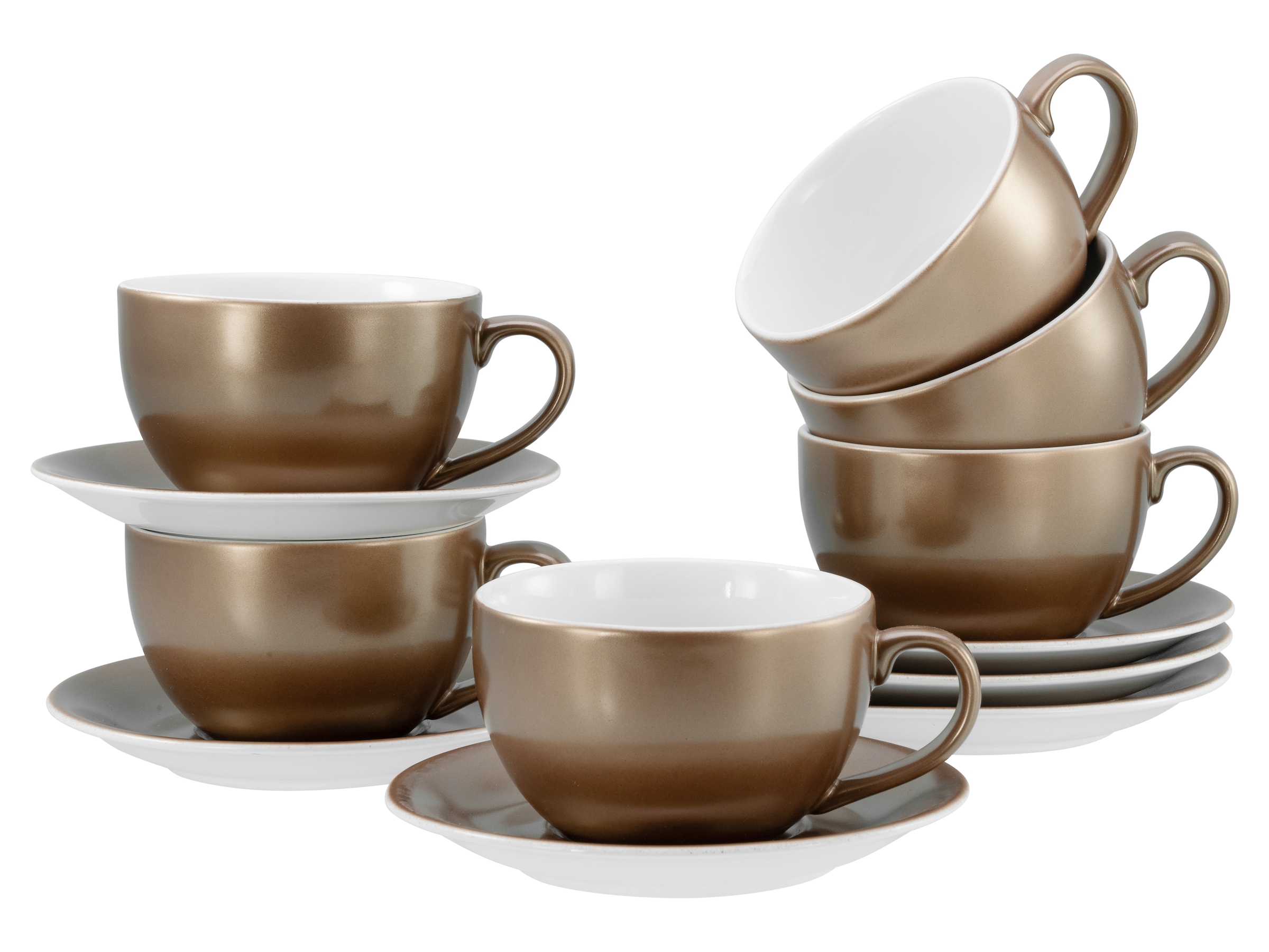 CreaTable Cappuccinotasse »Golden Days Weiß, Cappuccinoset, 12-tlg.« Goldfa günstig online kaufen