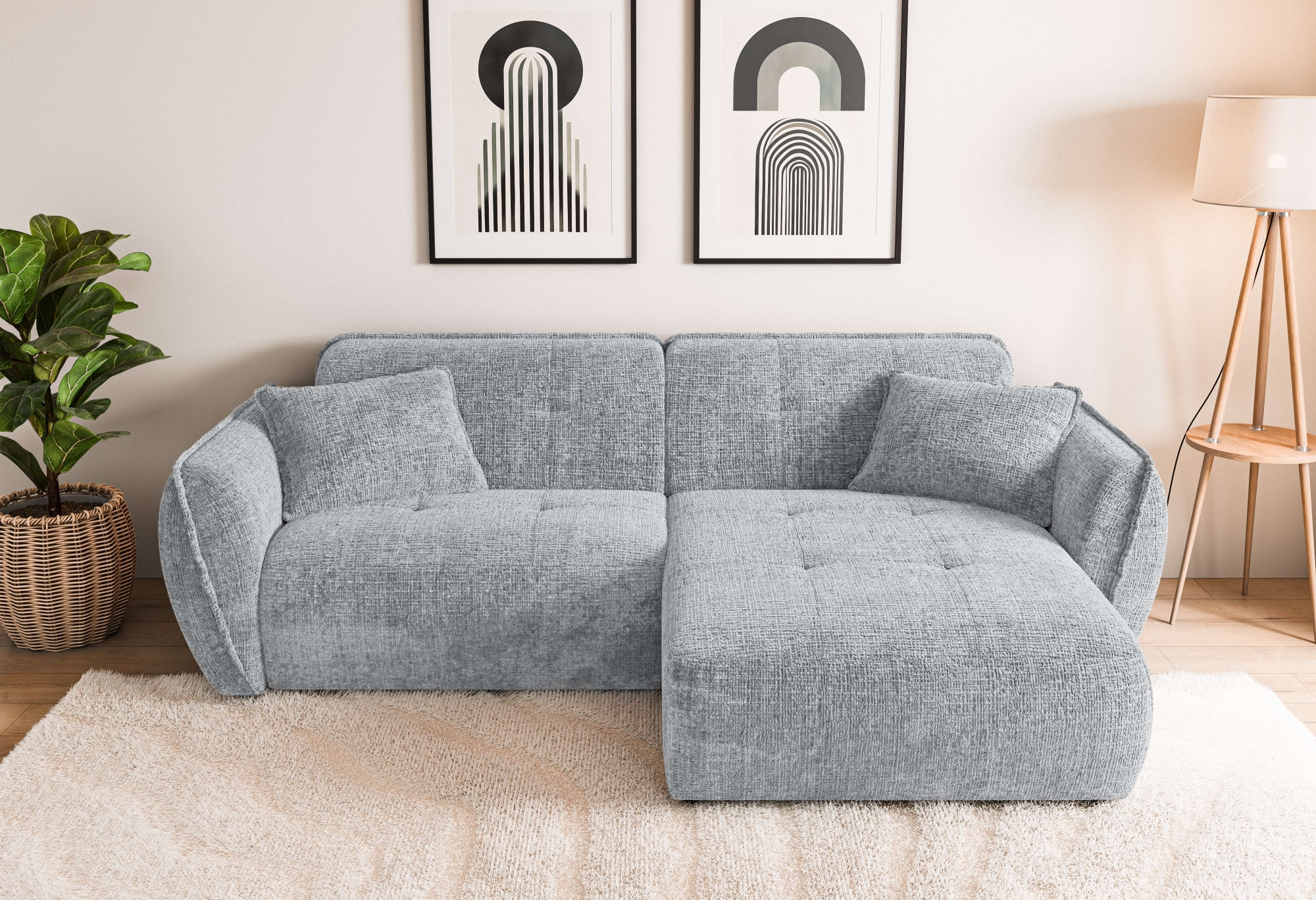 Home affaire Ecksofa »MIRELDA L-Form mit Steppungen, Recamiere rechts/links günstig online kaufen