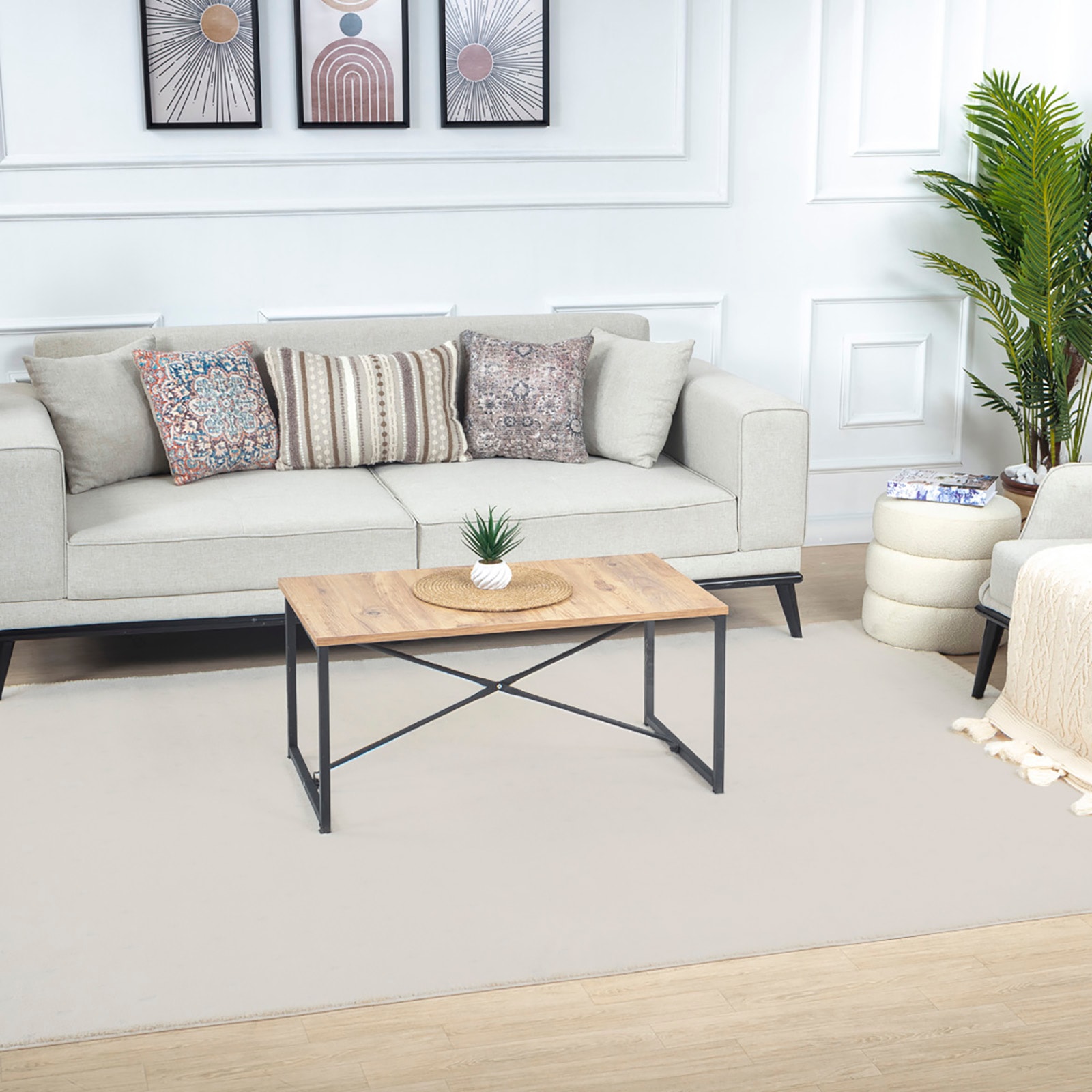 Livabliss Teppich »BUSAN« rechteckig 14 mm Höhe Skandi Design, Modern Boho Kurzflor Wohnzimmerteppich, Schlafzimmer