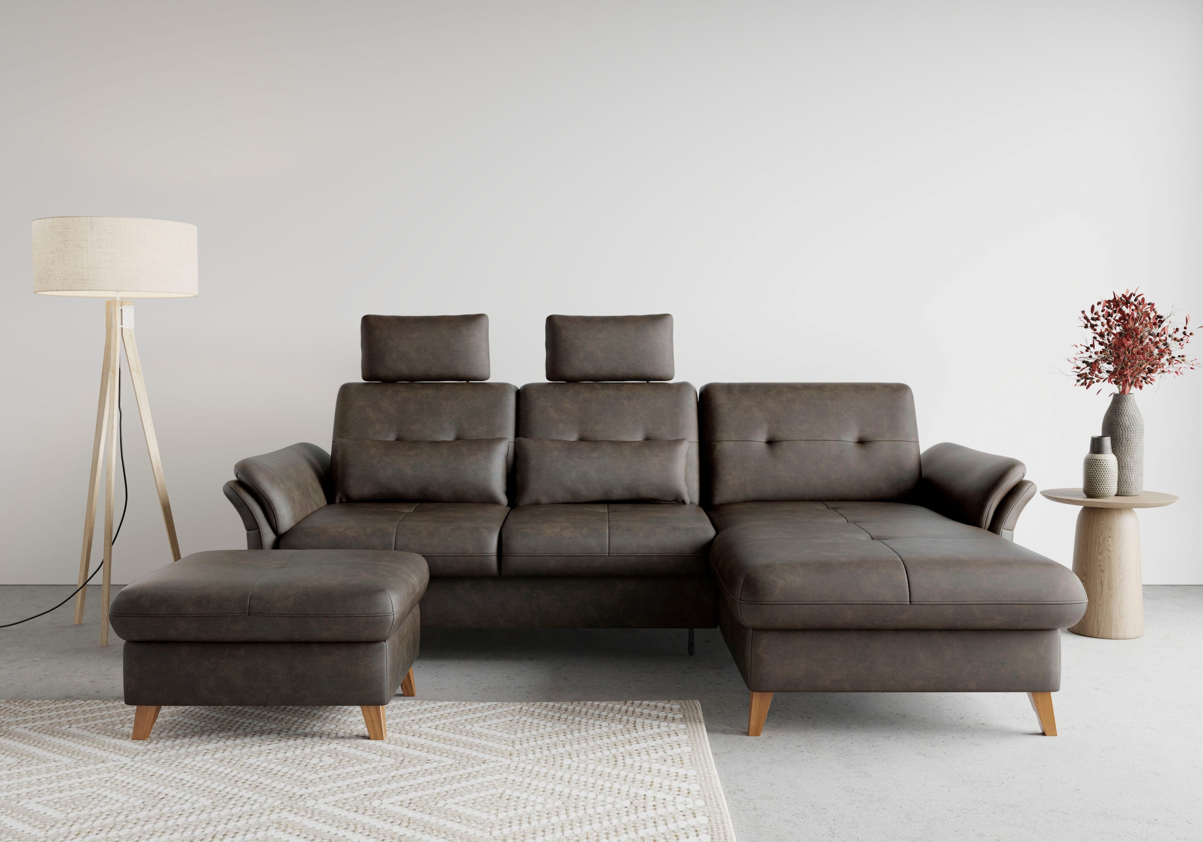 sit&more Ecksofa »Göteborg«, Sitztiefenverstellung und Federkern, wahlweise mit Bettfunktion