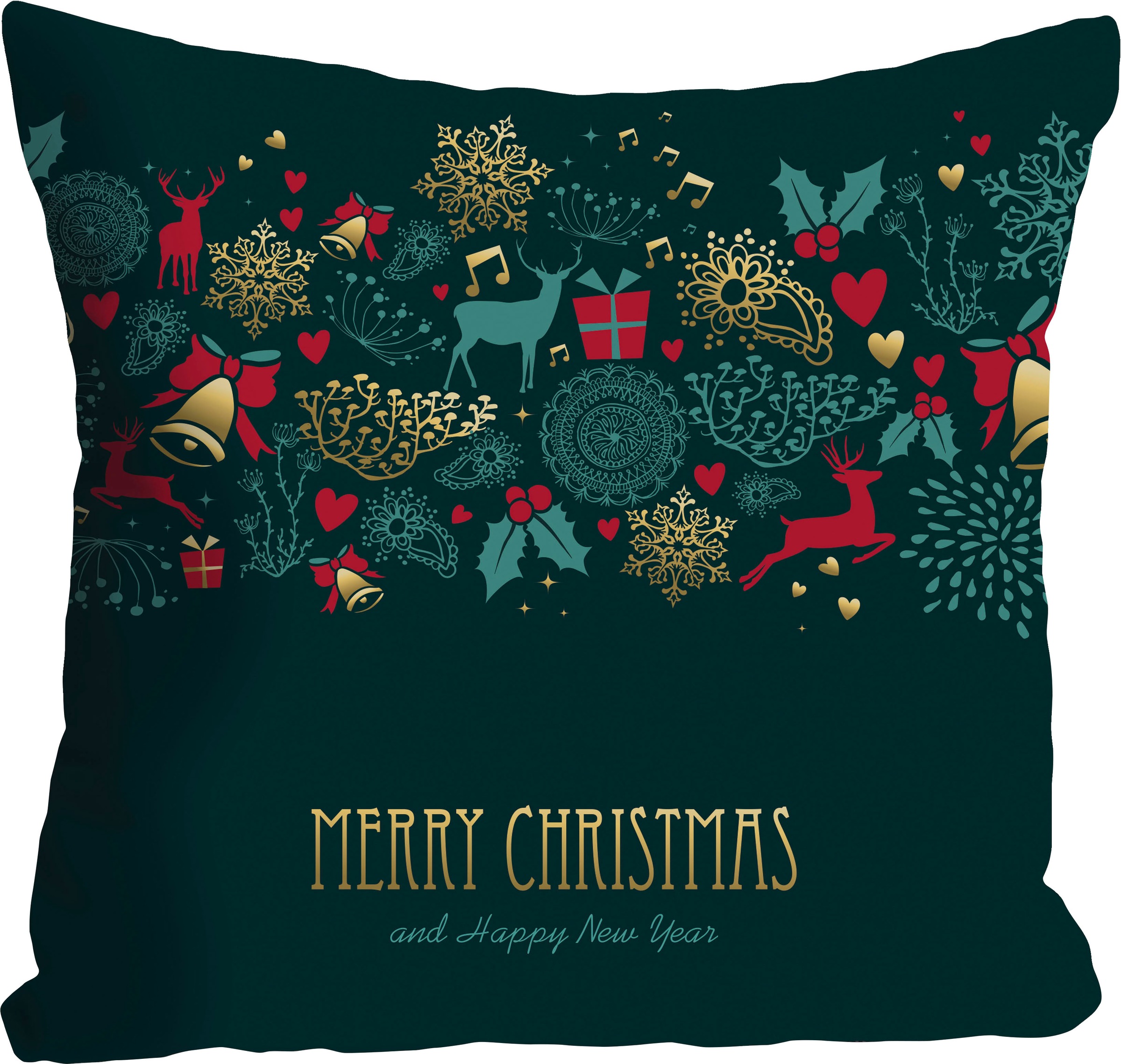 queence Dekokissen »Feiertage«, Kissenhülle,Merry Christmas and a Happy New günstig online kaufen