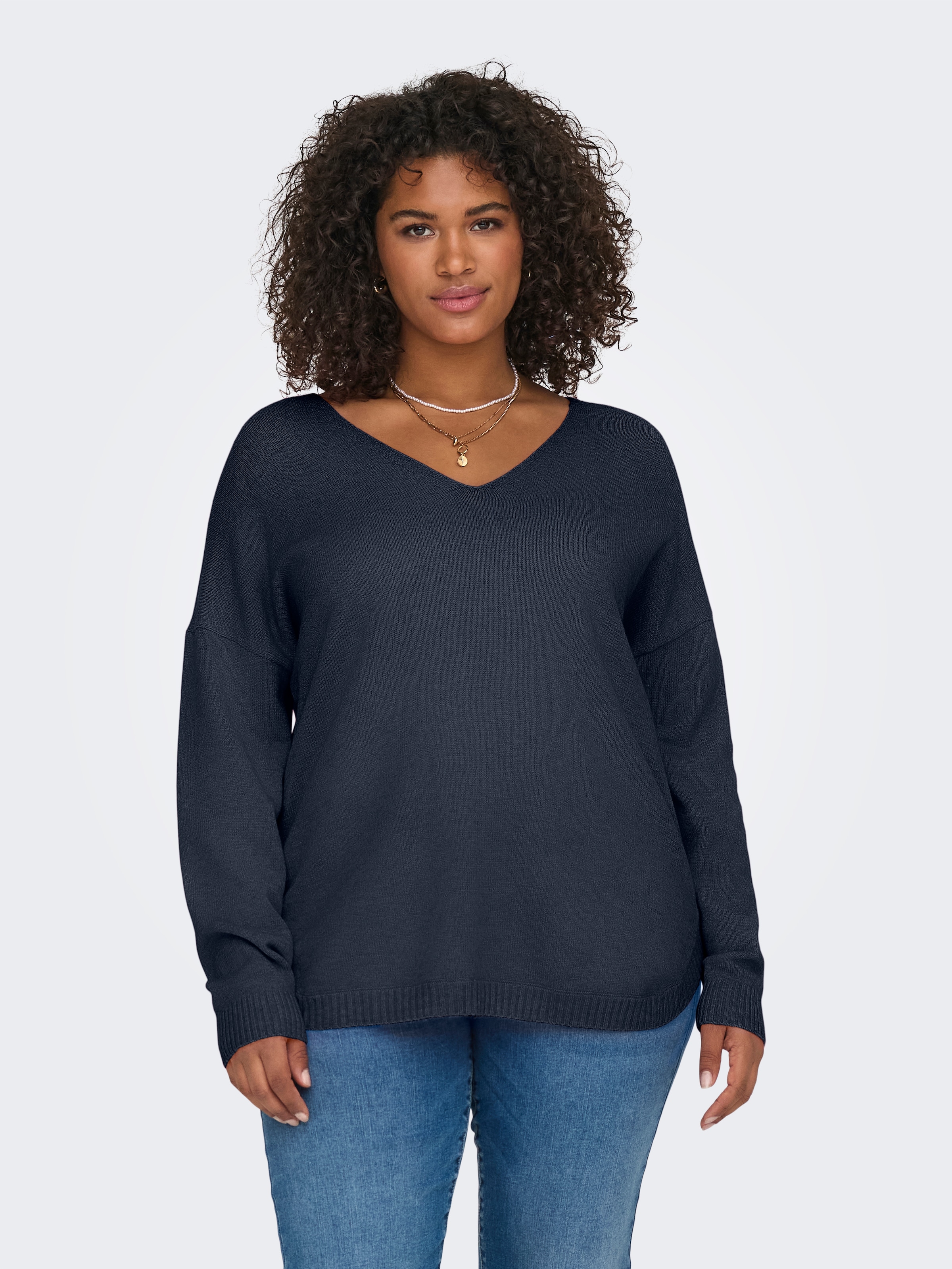 ONLY CARMAKOMA V-Ausschnitt-Pullover »CARMARGARETA LS PULLOVER KNT NOOS« Viskosemischung, regular fit