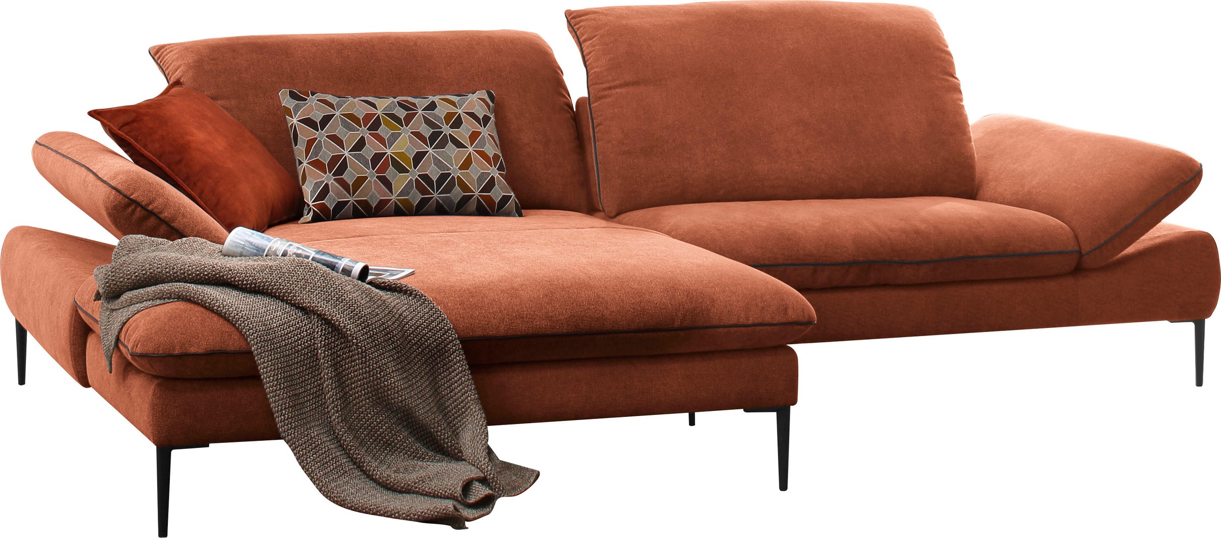 W.SCHILLIG Ecksofa »enjoy&MORE«, in Living coral, Füße schwarz pulverbeschi günstig online kaufen