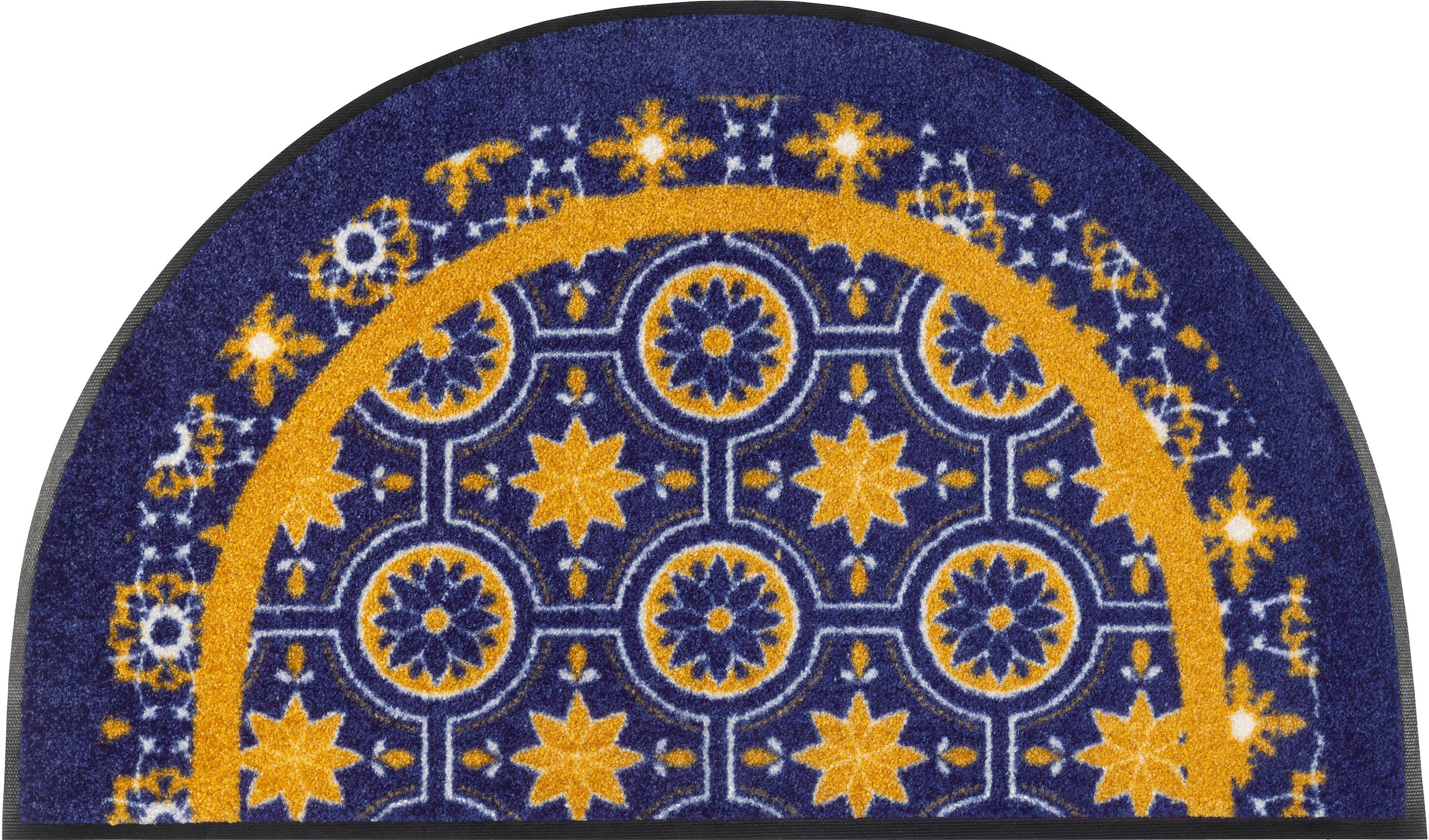 wash+dry by Kleen-Tex Fußmatte »Round Azulejo«, halbrund, Schmutzfangmatte,  In- und Outdoor geeignet, waschbar bequem und schnell bestellen