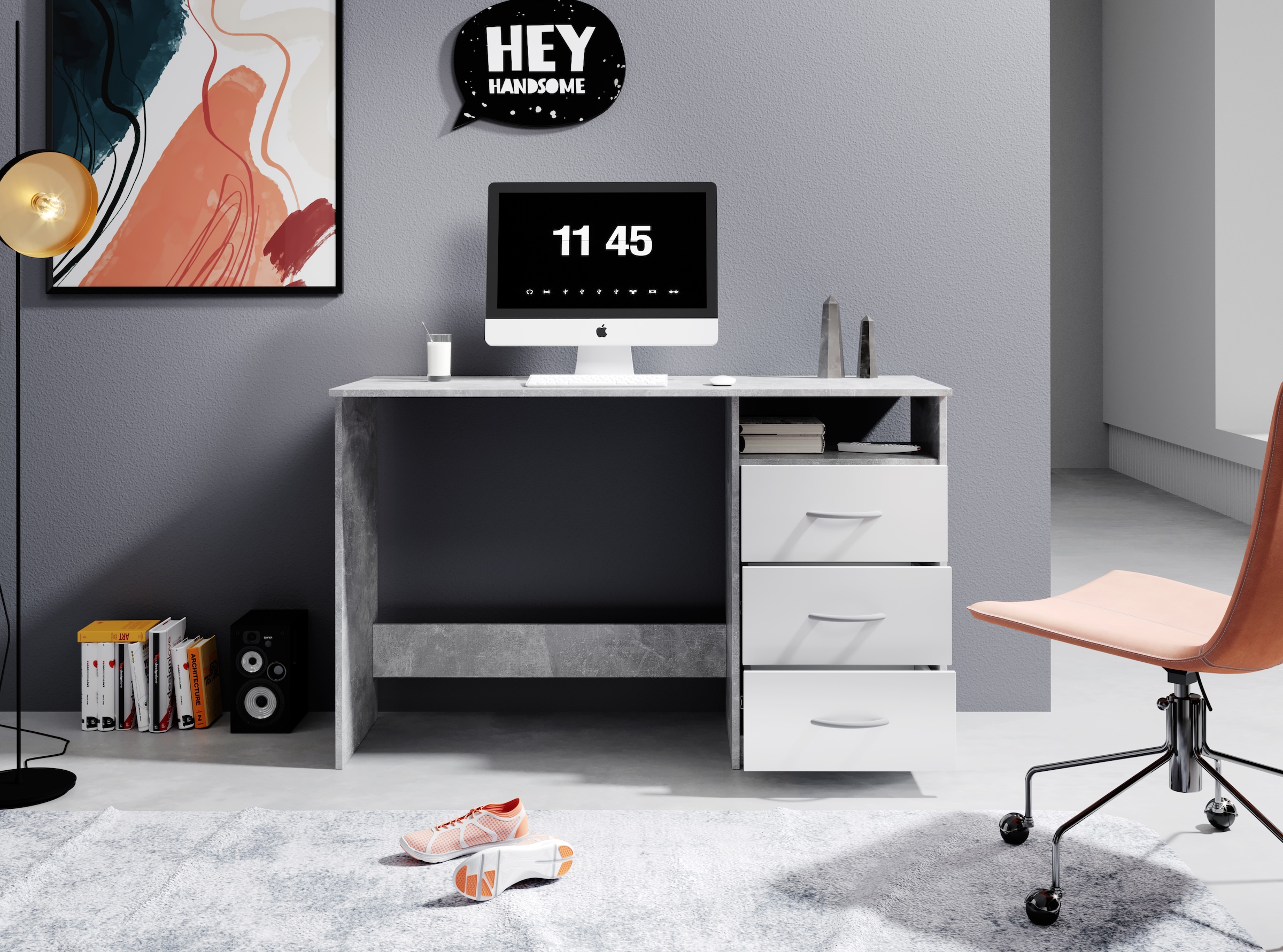 BEGA OFFICE Schreibtisch »Adria, Computertisch,«, Schubkästen rechts oder links montierbar, Breite 123 cm