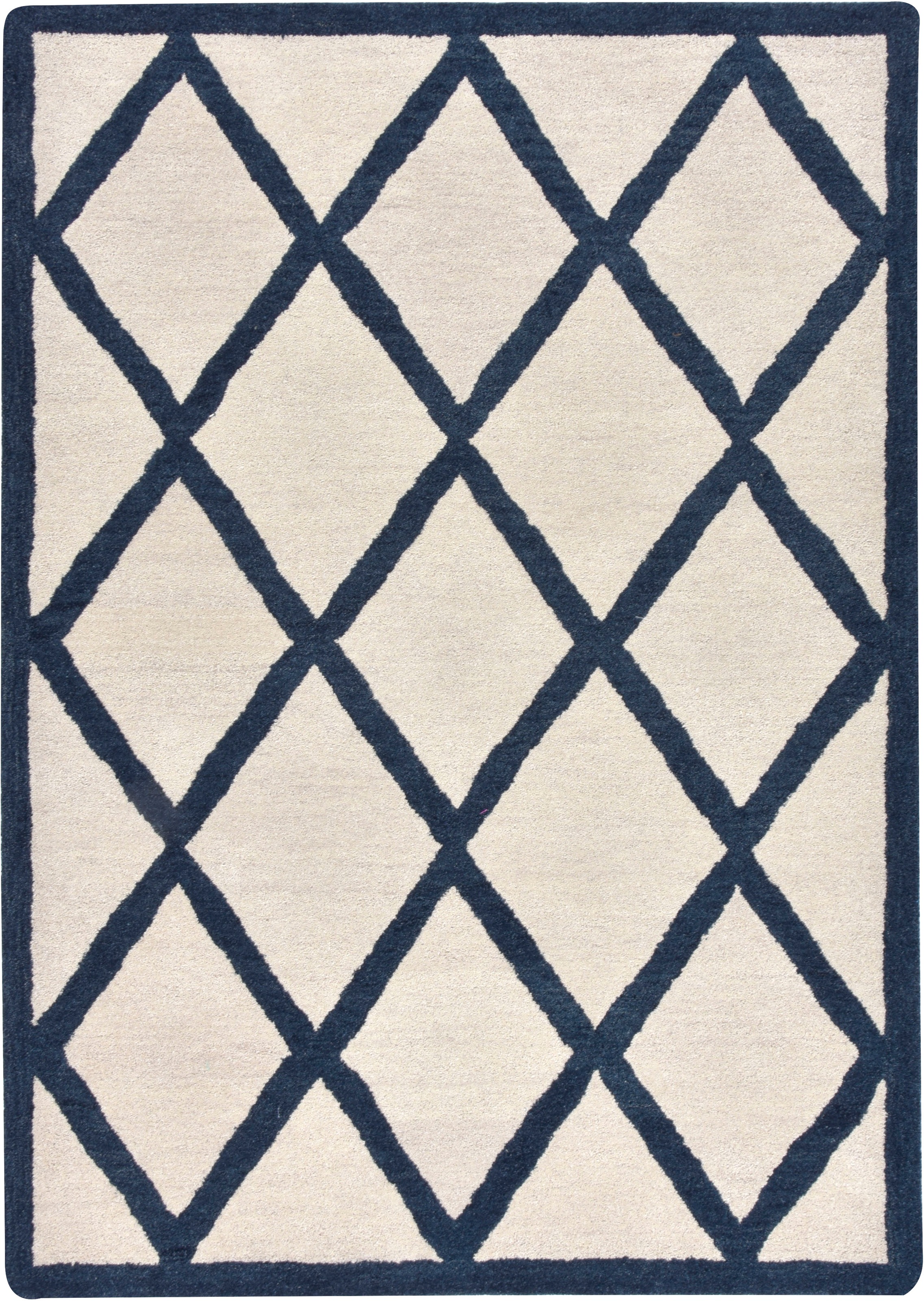 THEKO Wollteppich »Royal Design«, rechteckig, 14 mm Höhe, reine Wolle, Rauten Design, ideal im Wohnzimmer & Schlafzimmer