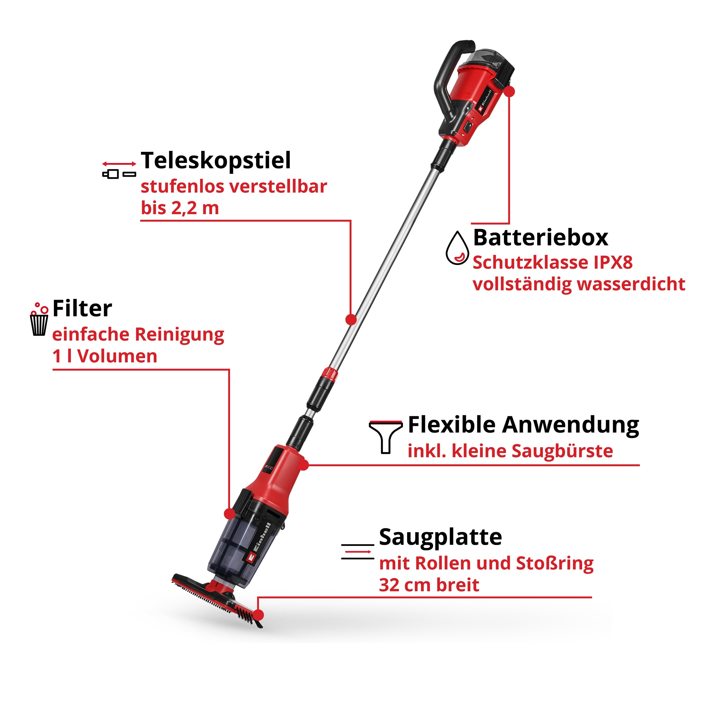 Einhell Poolbodensauger »GE-PV 18/42 Li T-Solo« ohne Akku und Ladergerät