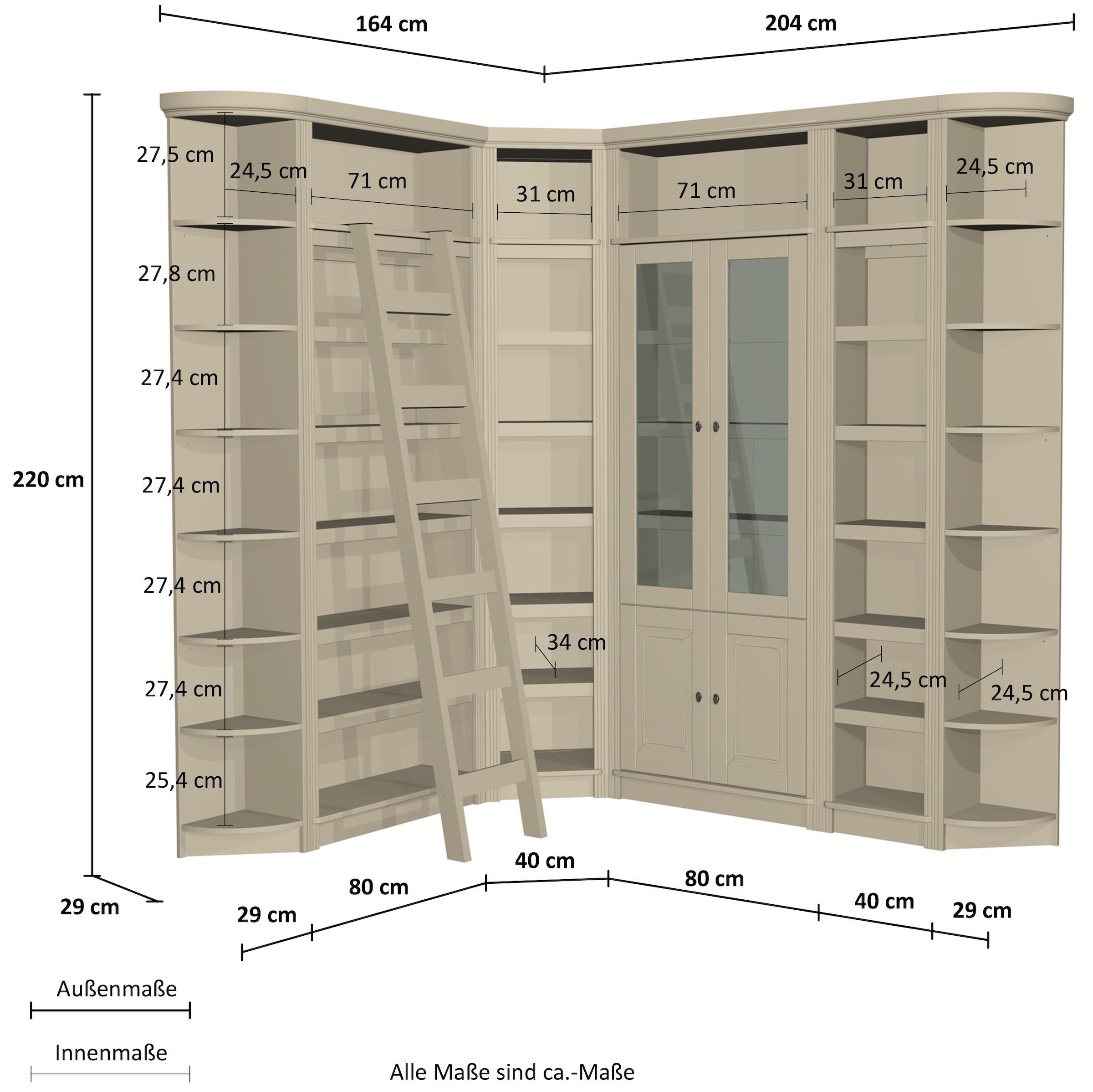 Home affaire Bibliothek »Soeren«, (7 St.), Aus Massiver Kiefer