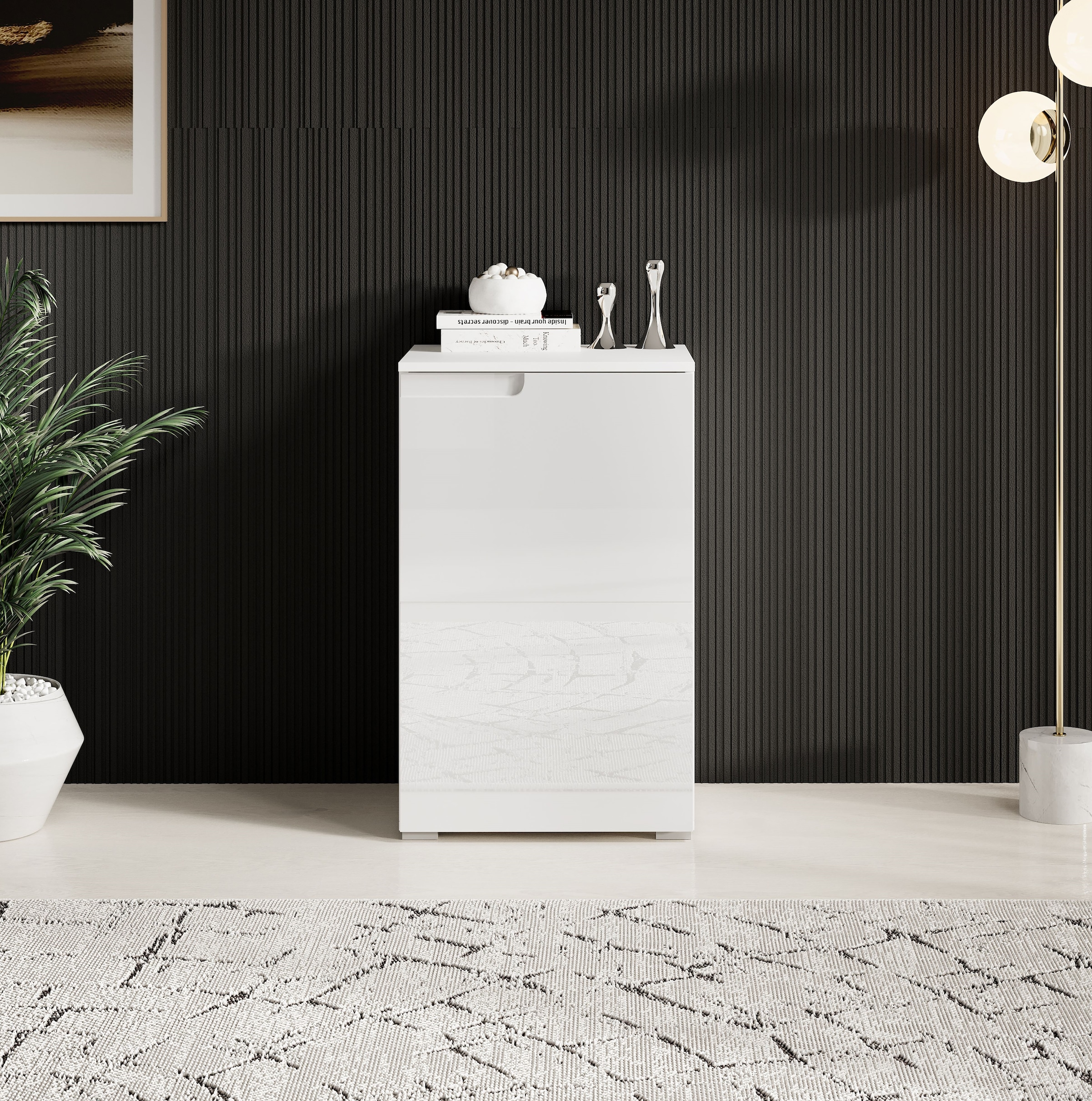 HBZ Kommode »Spice Weiß Hochglanz, BxHxT 50x80x40 cm«, Kommode mit 1 Tür und 1 Einlegeboden verstellbar