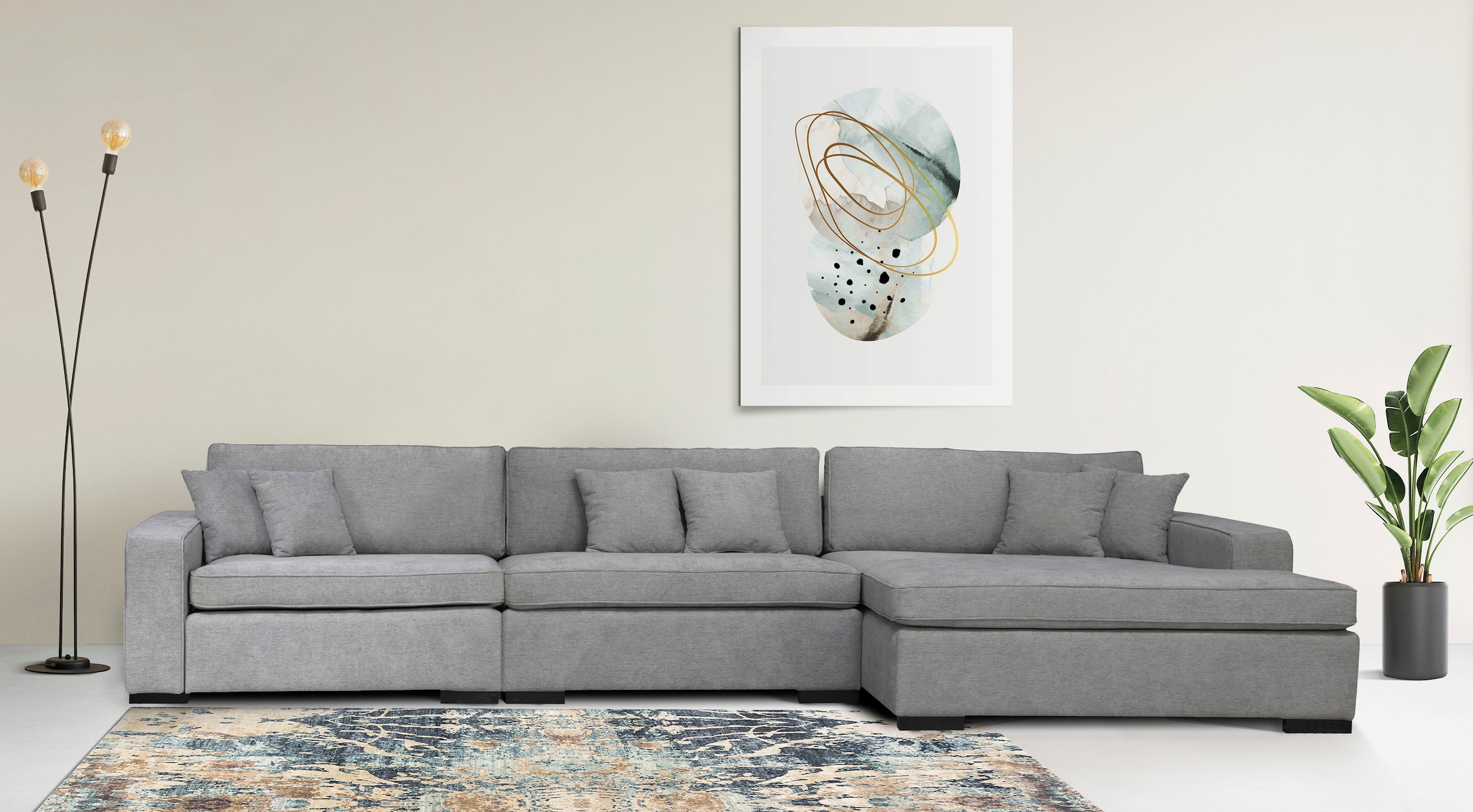 Home affaire Ottomane »Skara L-Form«, Lounge-Sofa mit Federkernpolsterung, günstig online kaufen