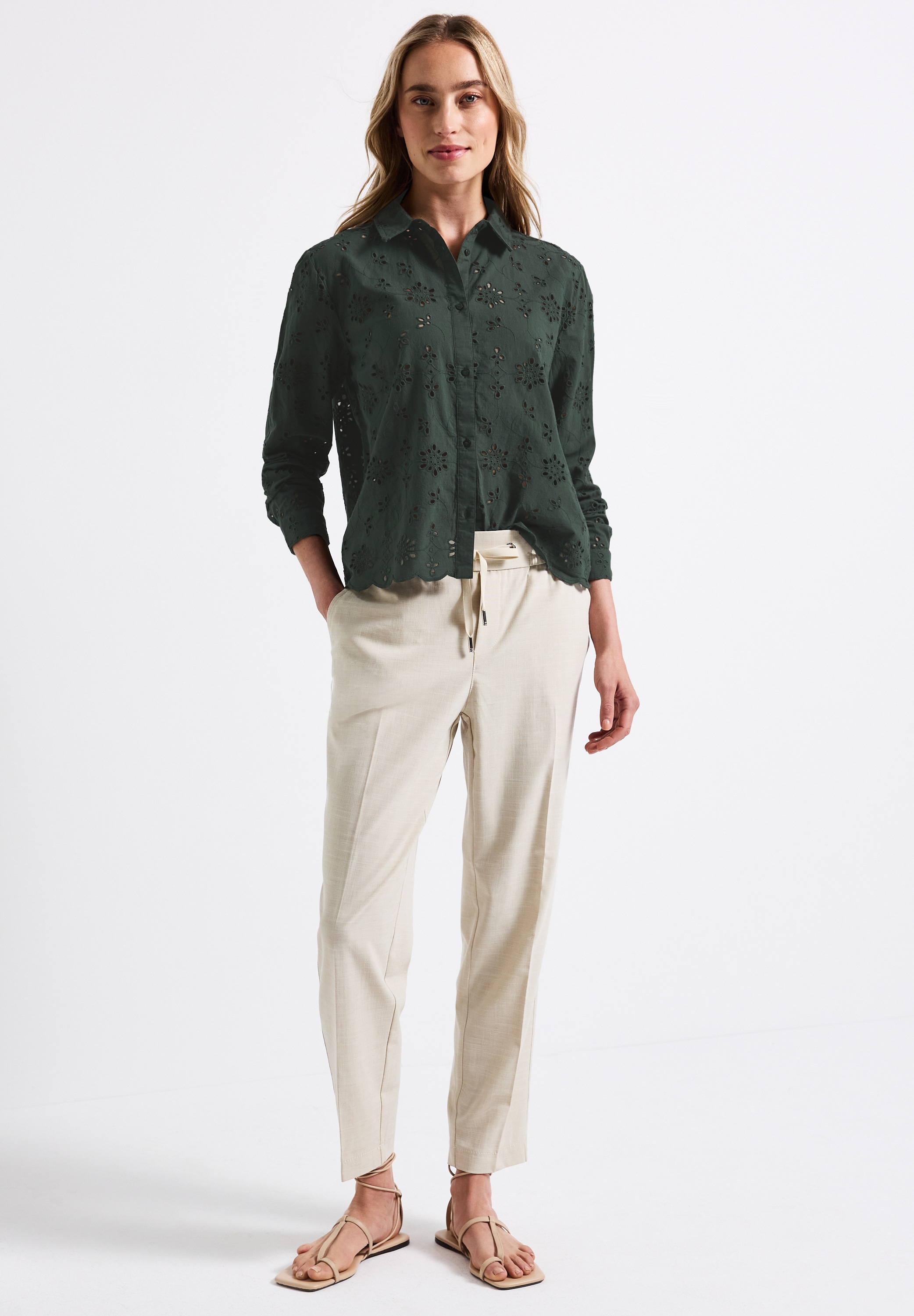 STREET ONE Hemdbluse mit Lochstickerei