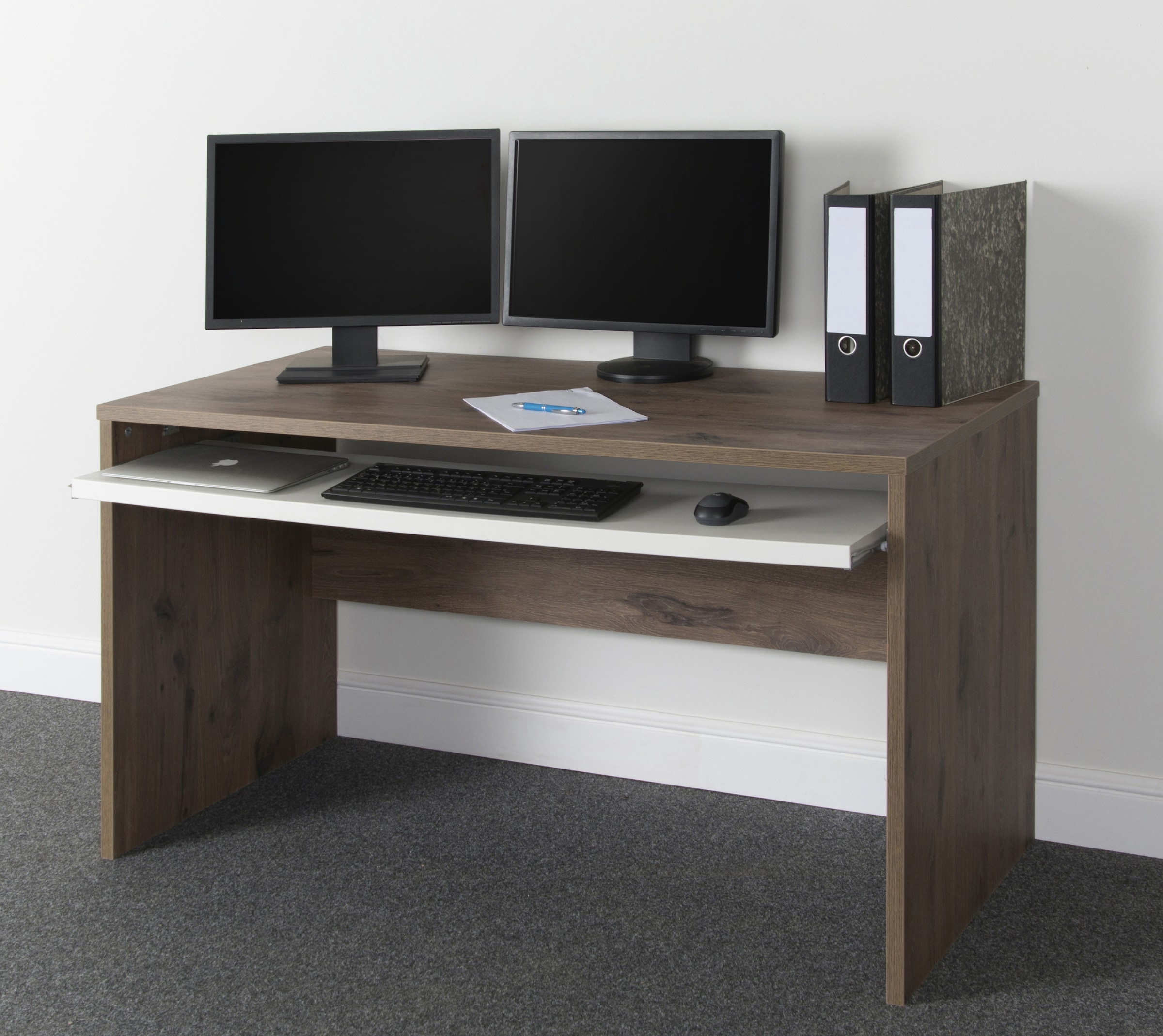 VOGL Möbelfabrik Schreibtisch »Barrie«, 2-farbiger Tablarauszug, Breite 137 cm, Made in Germany
