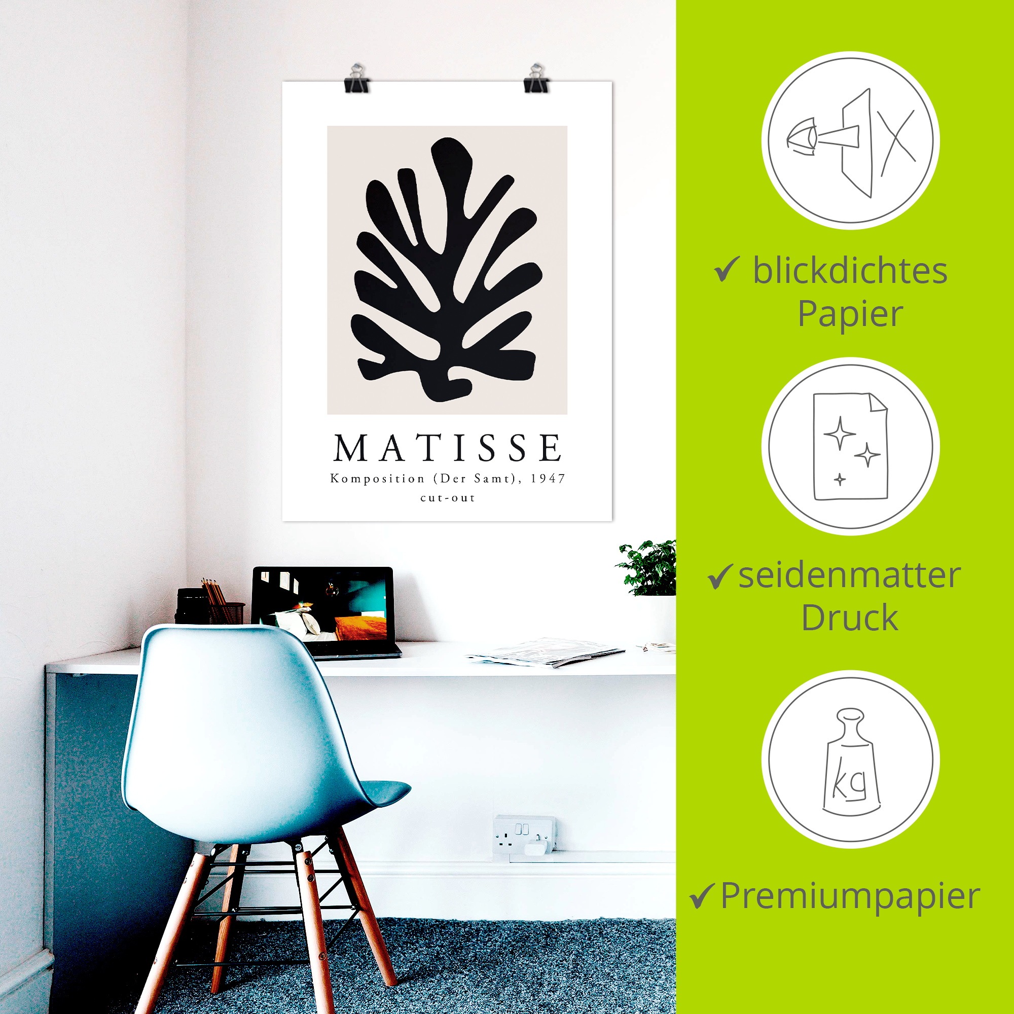 Artland Wandbild »Matisse Komposition - cut-out schwarz« Muster 1 Stk. tlg. als Alubild, Leinwandbild, Poster, Wandaufkleber in verschied. Größen
