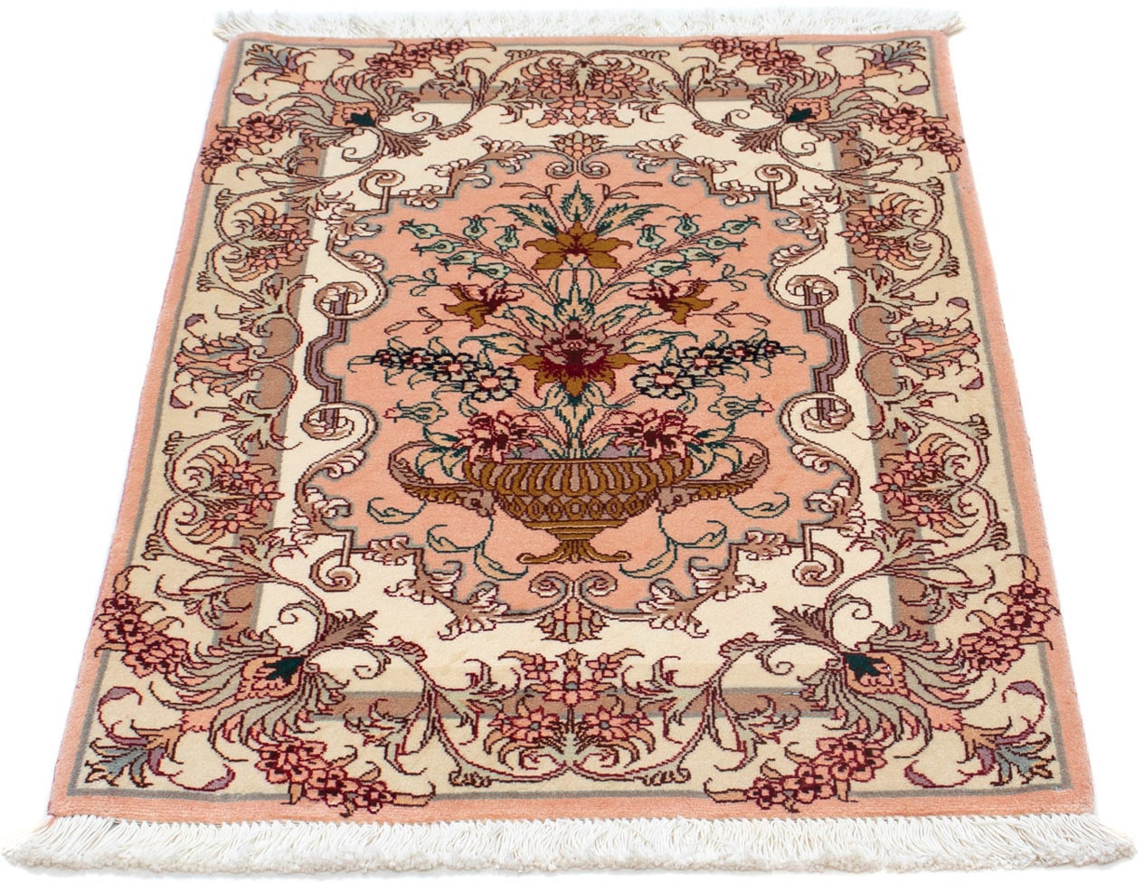 morgenland Wollteppich »Täbriz - 50 Raj Medaillon Beige 90 x 60 cm«, rechte günstig online kaufen