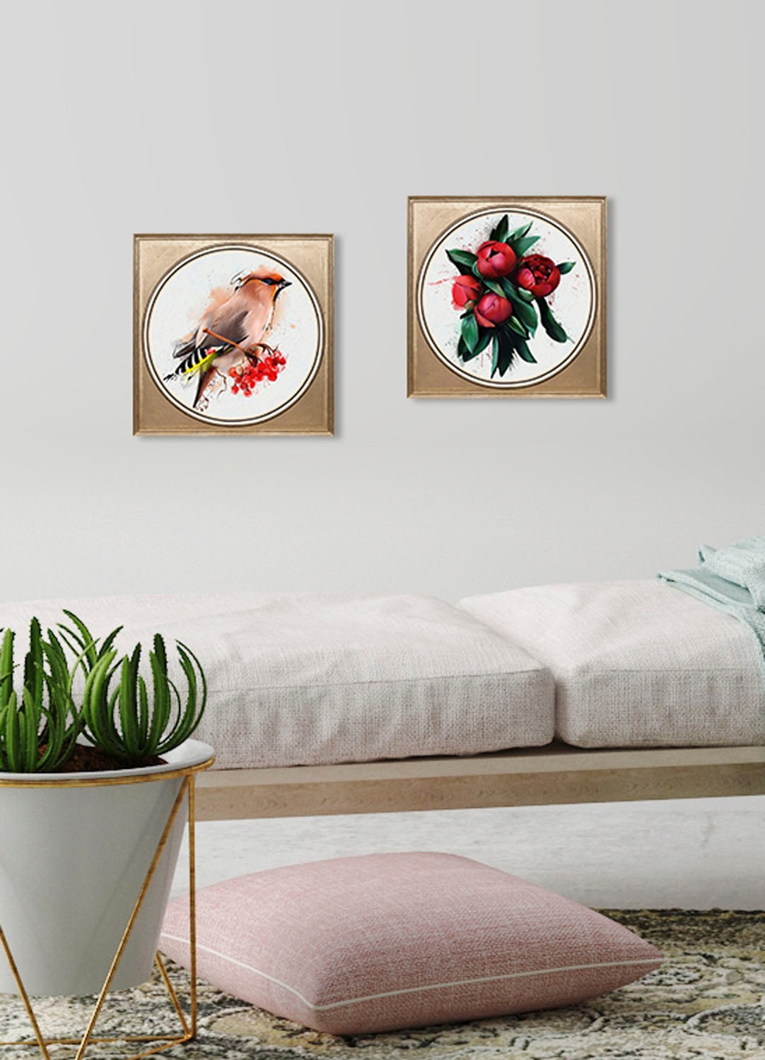 queence Acrylglasbild »Vogel«, Kunst-Vögel-Vogelbilder-Blumen-Blumenbilder- günstig online kaufen