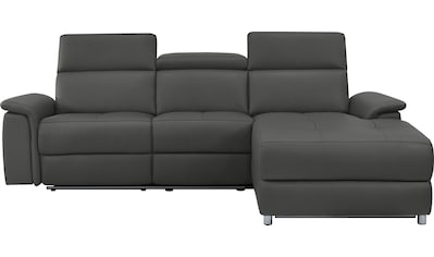 Ecksofa »Pareli 259cm mit Recamiere in Echtleder, Kunstleder, Webstoff, mit«, man. o....