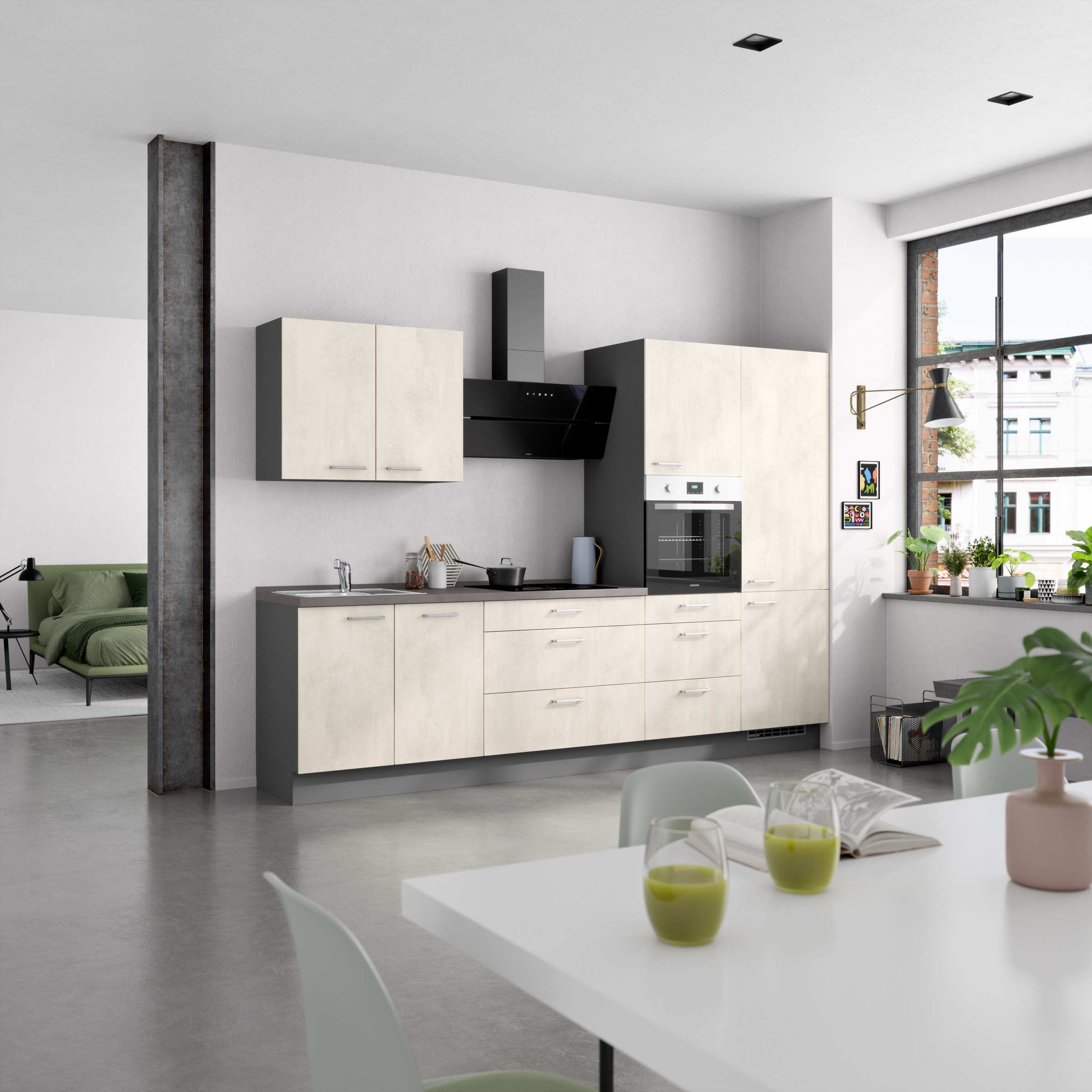 nobilia® Küchenzeile »"Riva II"«, vormontiert, Ausrichtung wählbar, Breite 300 cm, wahlw. mit E-Geräten