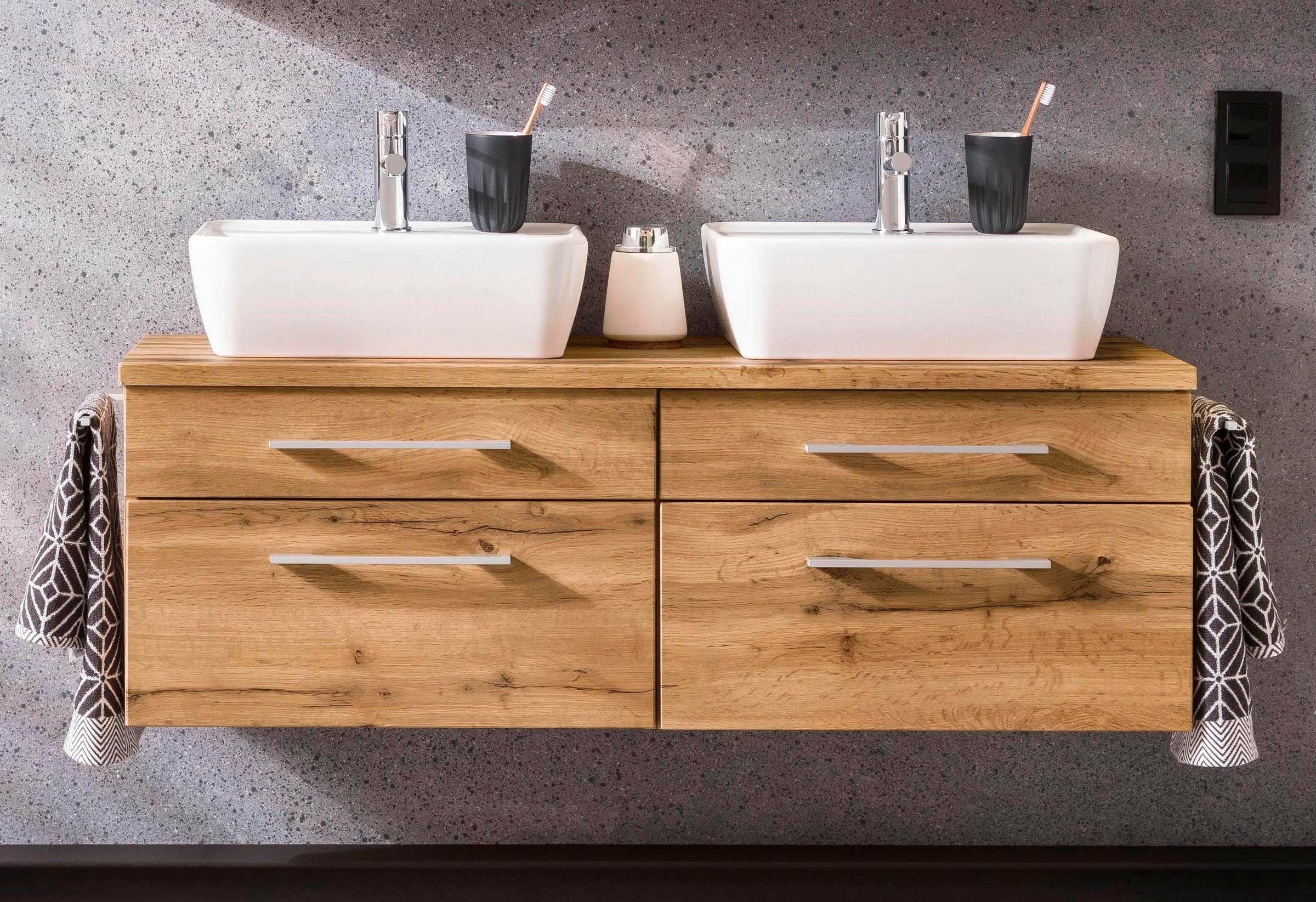 welltime Waschbeckenunterschrank »Davos«, Badmöbel, Waschtisch inkl. Waschbecken, Breite 120 cm