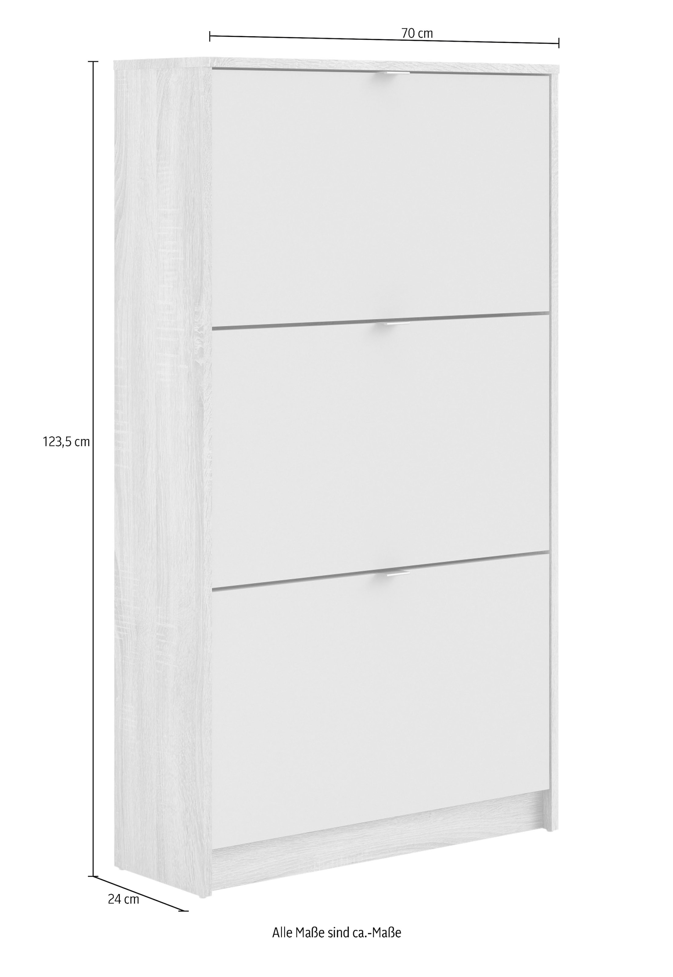 INOSIGN Schuhschrank »Shoes Schuhaufbewahrung, Schuhkommode, Schuhregal,«, mit drei Klappen, 2 Böden, Höhe 123 cm, ca. 18 Paar Schuhe