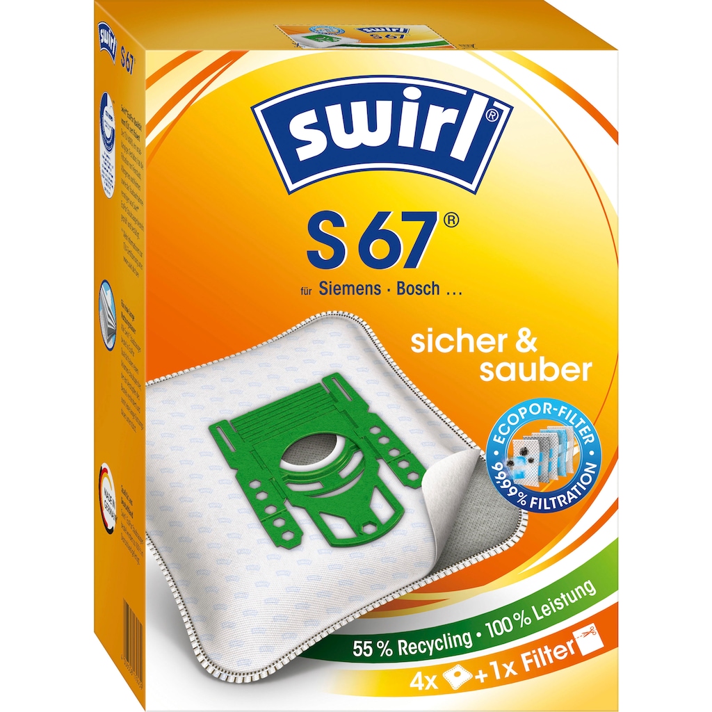 Swirl Staubsaugerbeutel »Swirl® S 67 Staubsaugerbeutel für Siemens und Bosch«, (Packung)