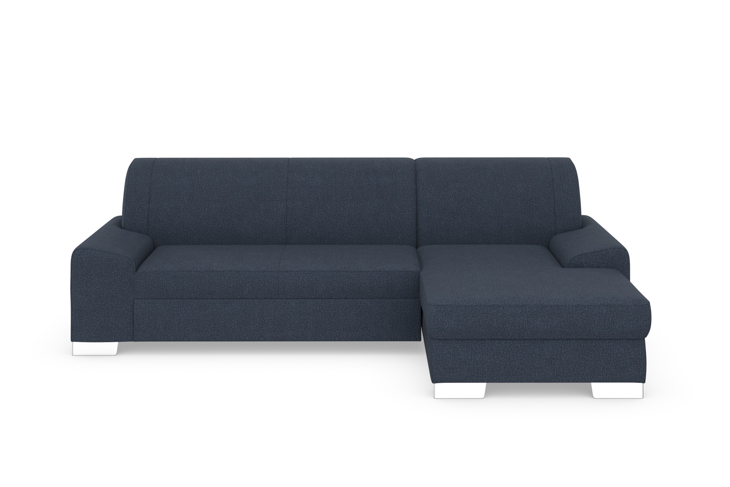 DOMO collection Ecksofa »Anzio L-Form, whlw. Bettfunktion, Federkern, hochwertig, Breite 271 cm«, Ohne Bettfunktion, Recamiere rechts, Feinstruktur, blau