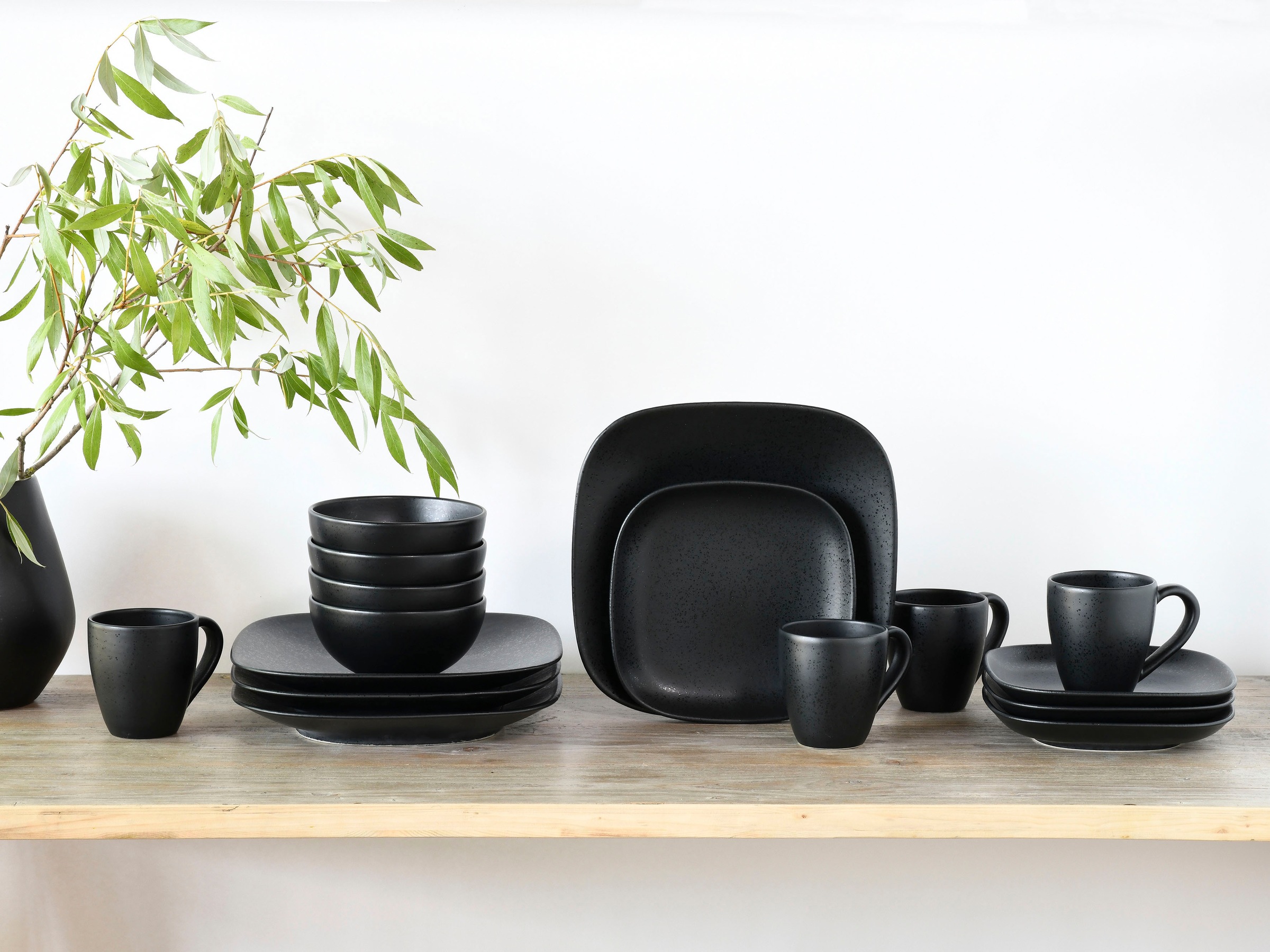 CreaTable Kombiservice »Magic Black Square« Spezialglasur mit glänzenden Sp günstig online kaufen
