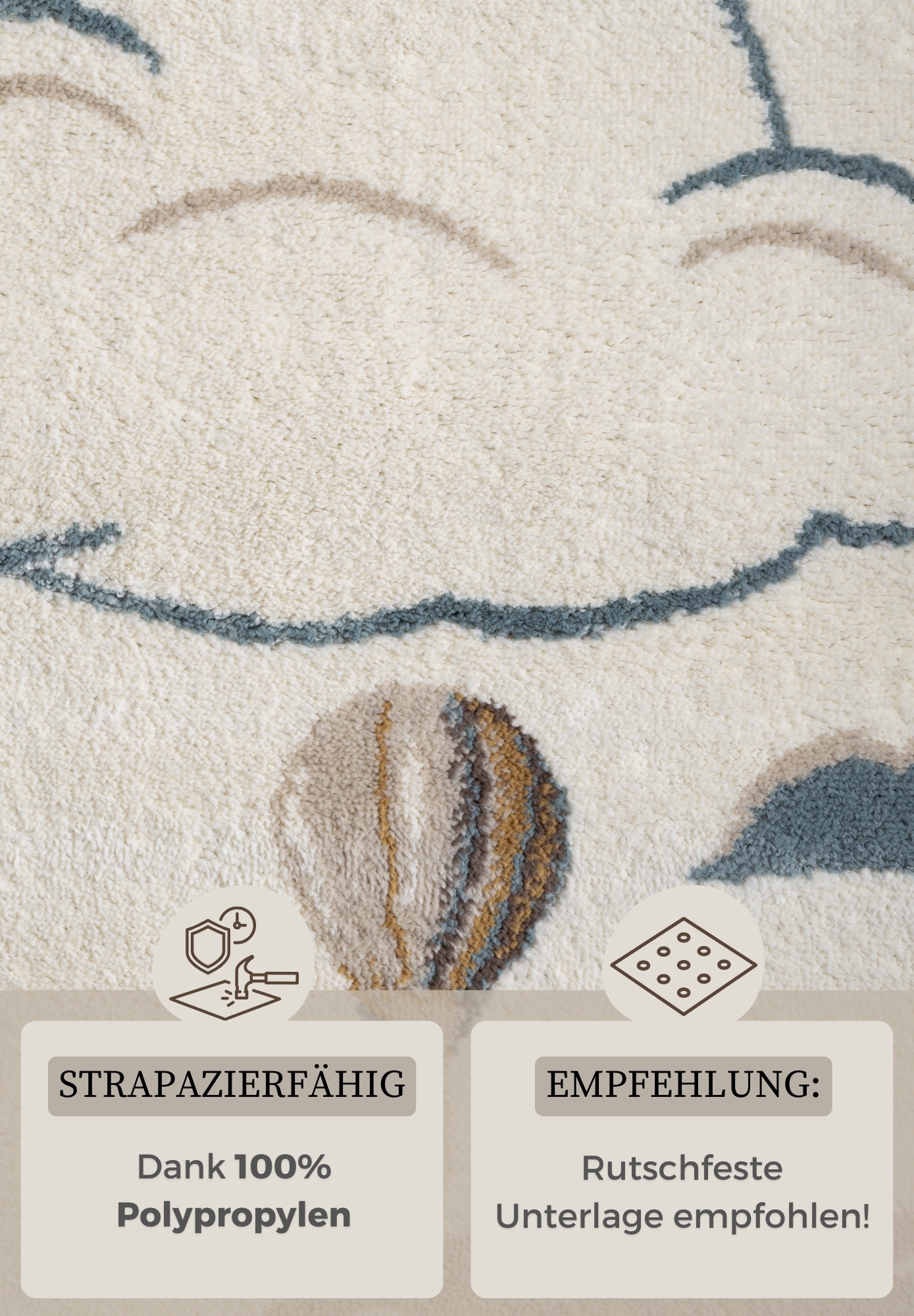 HANSE Home Kinderteppich »Hot Air Ballon«, rechteckig, 8 mm Höhe, Spielteppich, fest, Kinderzimmer, Kurzflor, Spielunterlage