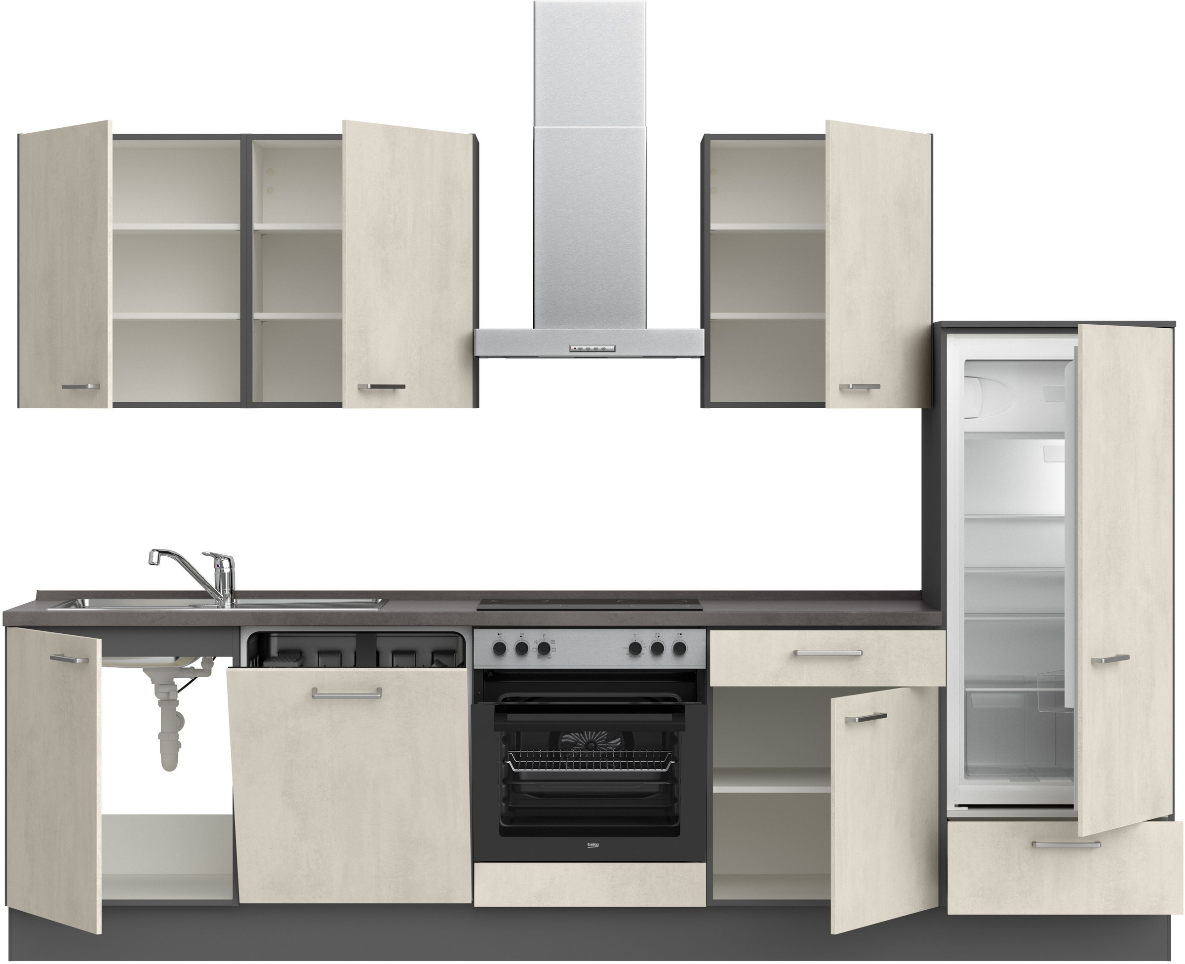 nobilia® Küchenzeile »"Riva I"«, vormontiert, Ausrichtung wählbar, Breite 300 cm, wahlw. mit E-Geräten