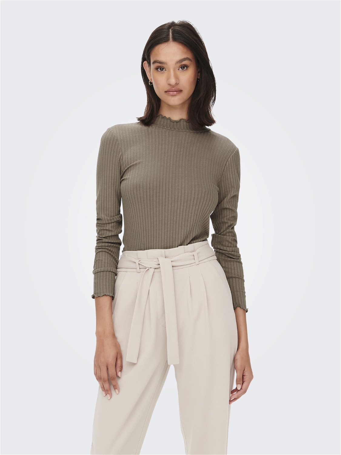 JDY »JDYFRANSISKA L/S HIGHNECK TOP JRS NOOS« mit gewellten Säumen