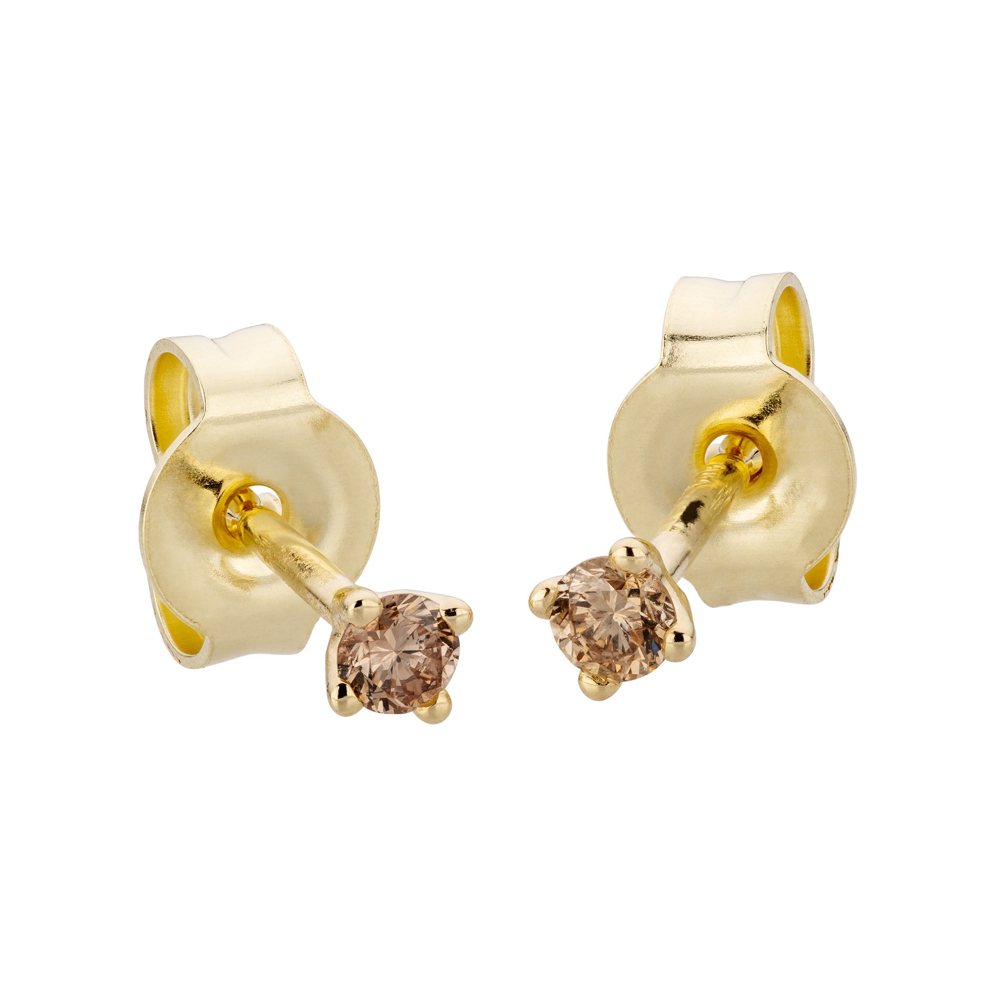 Orolino Paar Ohrstecker »585/- Gelbgold glanz 2 Brill. 0,10ct. braun«