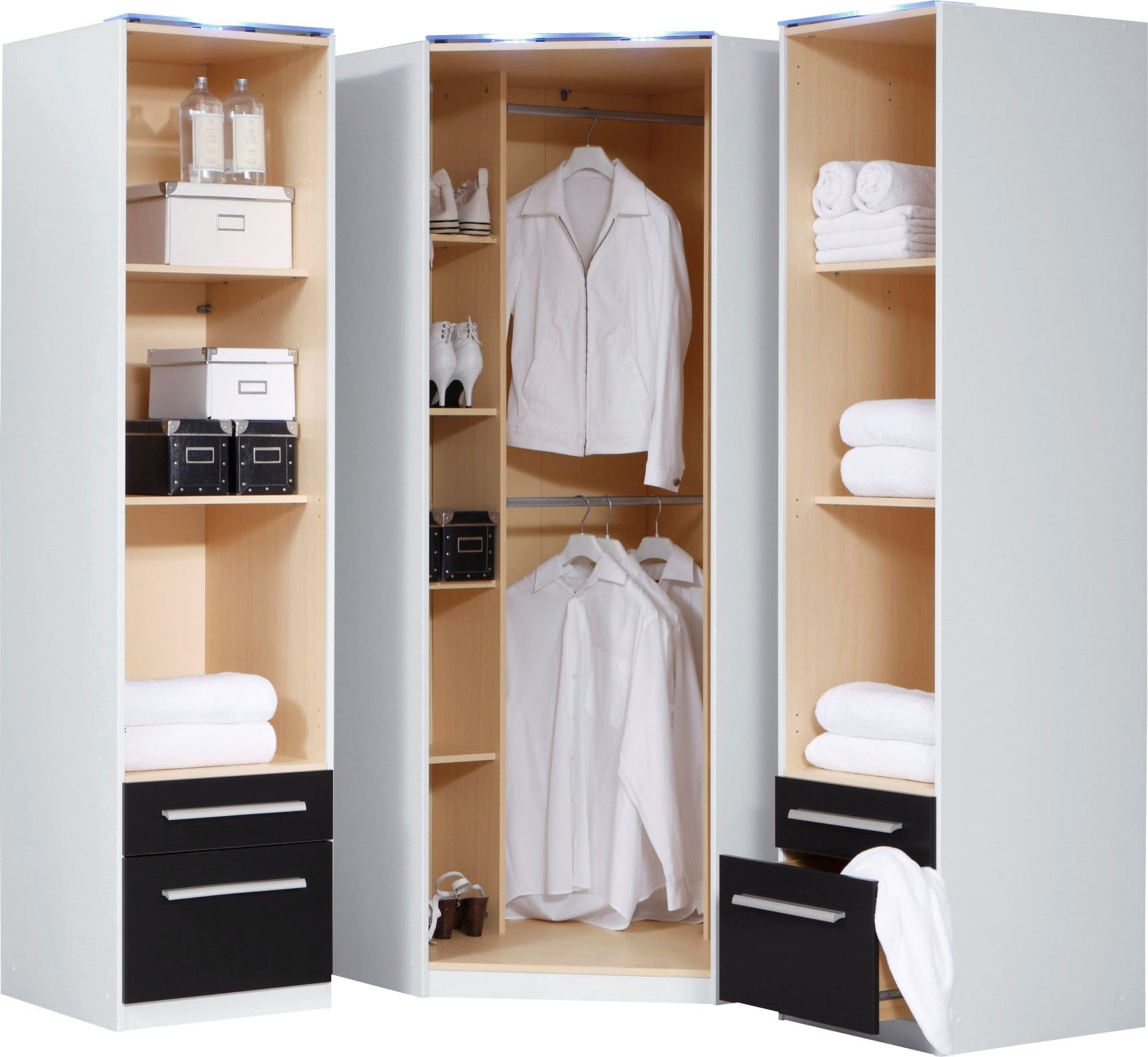priess Kleiderschrank »Schrank Garderobe Wäscheschrank Barcelona in 5 Breiten«, viel Stauraum, geräumige Schubkästen, mit Spiegel, MADE IN GERMANY