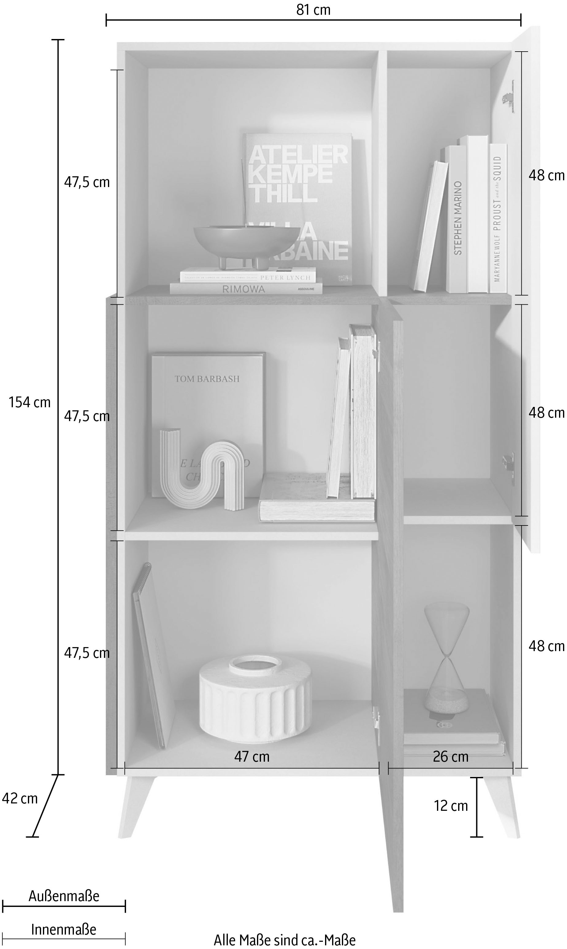 INOSIGN Highboard »Monaco Höhe 154 cm, Kommode mit 2 Türen«, Soft/Self Closing