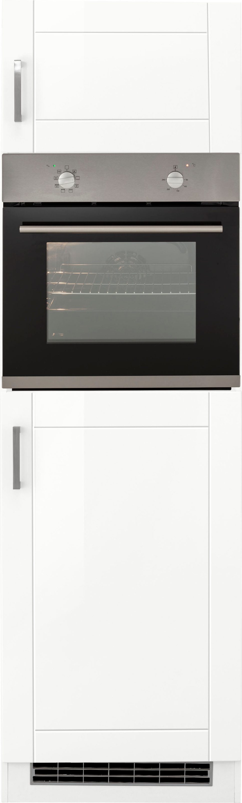 KOCHSTATION Backofen/Kühlumbauschrank »KS-Tinnum«, 60 cm breit, 200 cm hoch, Metallgriffe, MDF Fronten, Nischenmaß 88 cm