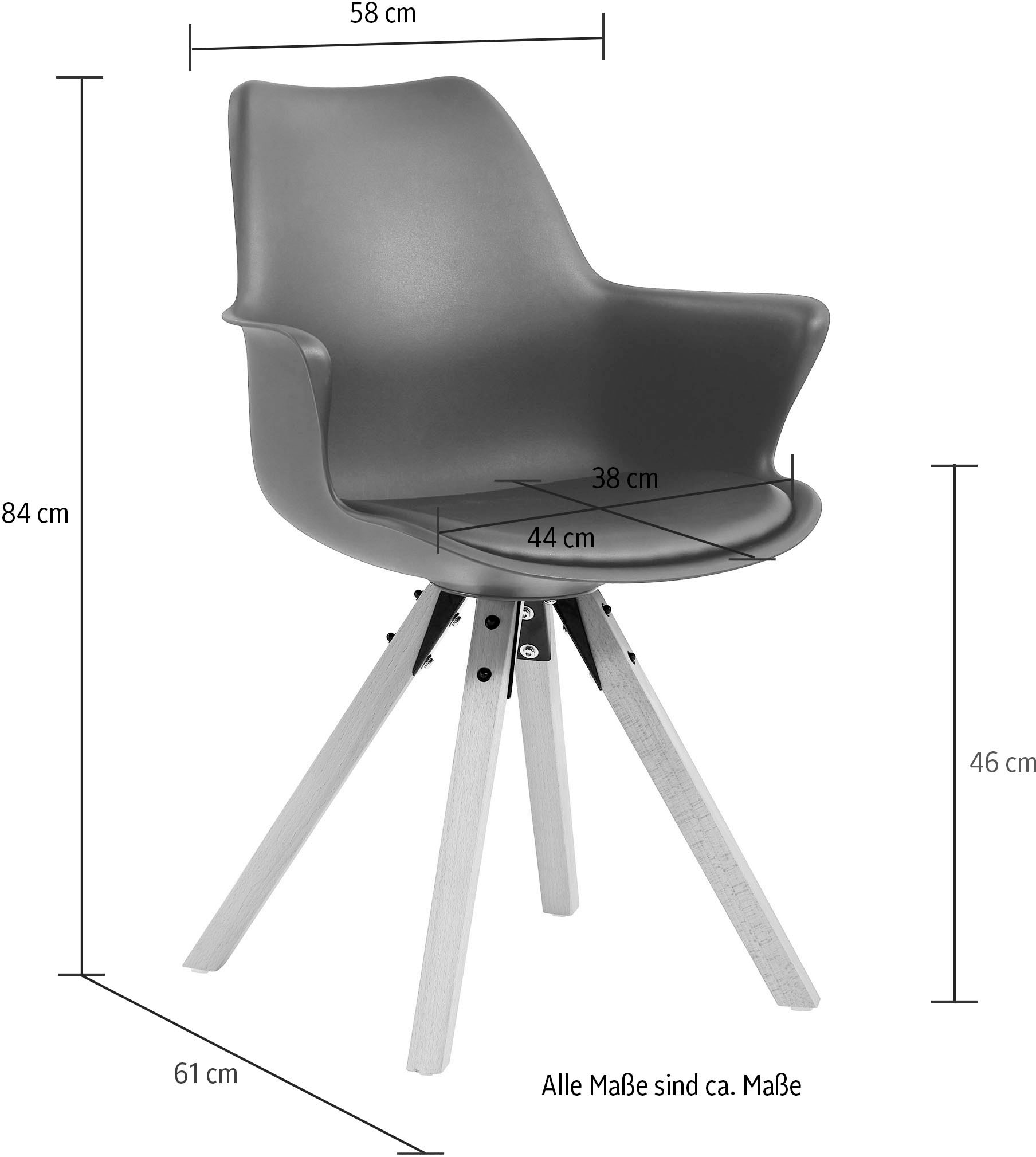 SalesFever Armlehnstuhl, (Set), 2 St., Sitzfläche aus Kunstleder