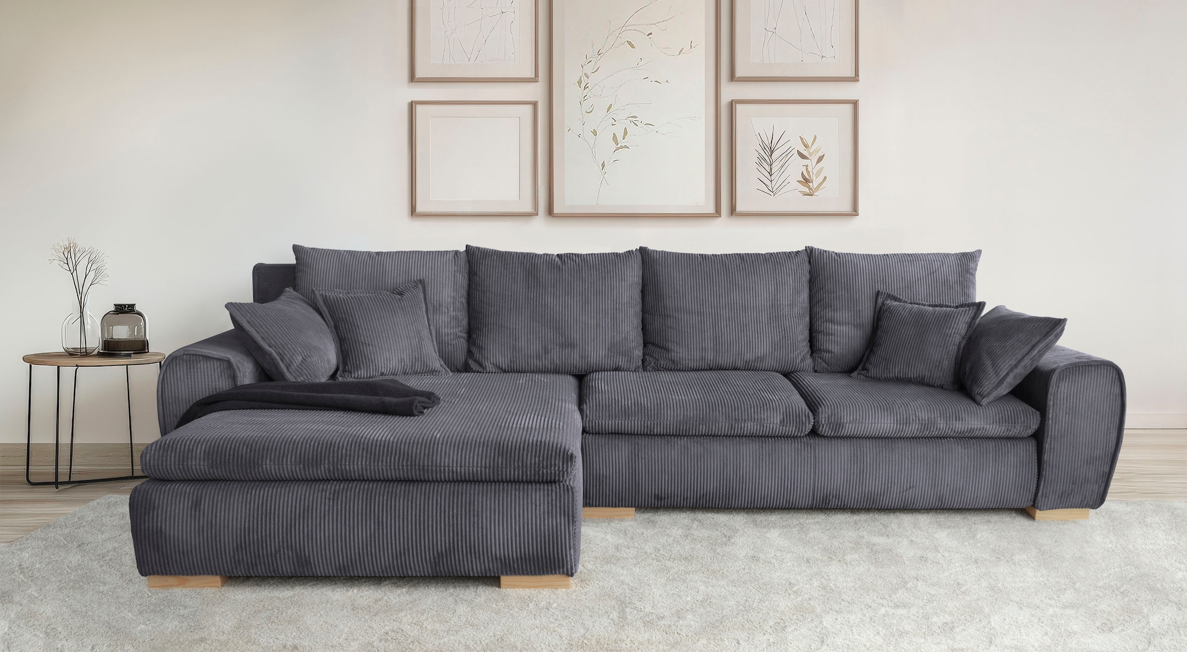 Home affaire Ecksofa »Katja L-Form«, Cord Bezug, inkl. Schlaffunktion und S günstig online kaufen