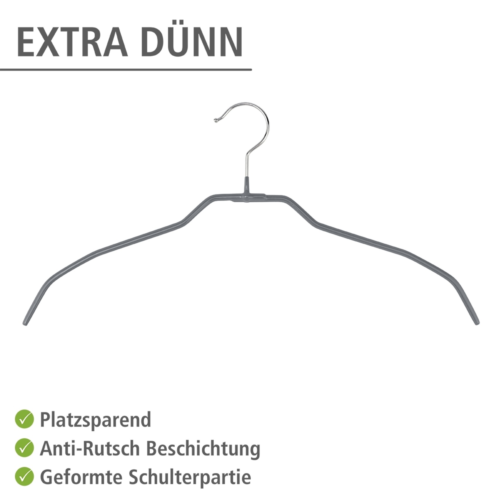 WENKO Kleiderbügel »Modell Alessia« rutschfeste Beschichtung, extra dünn, platzsparend