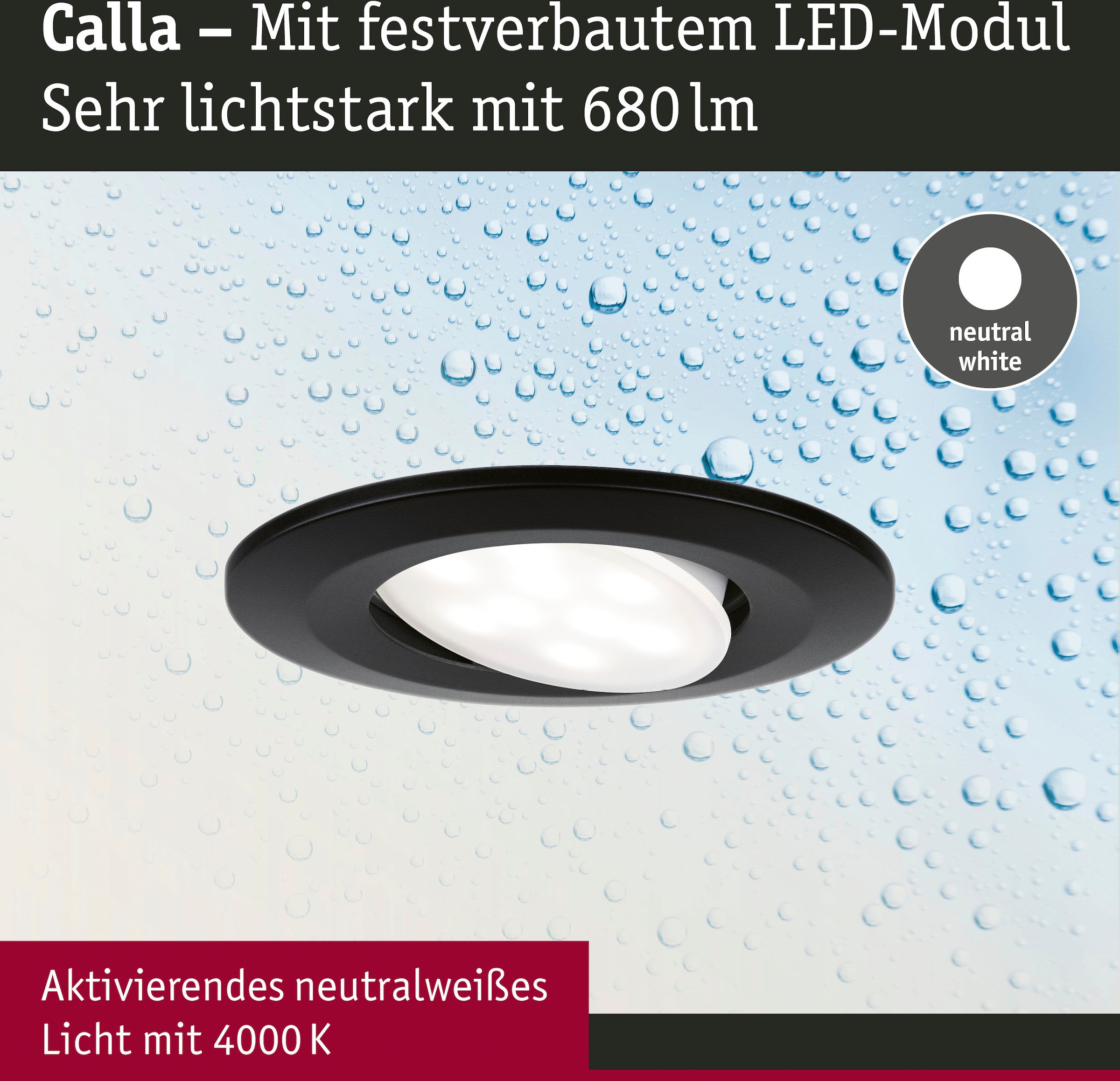 Paulmann LED Einbauleuchte »Calla 10x680lm 4000K 6W 230V schwarz matt IP65«, 10 flammig