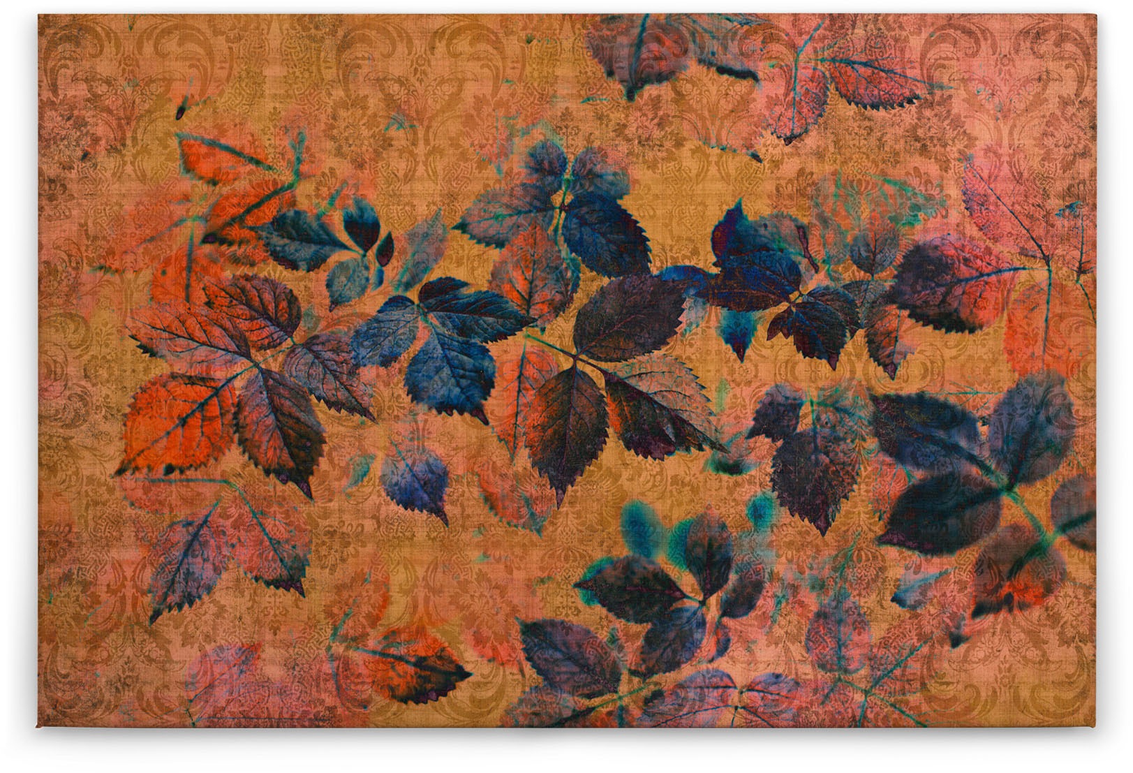 A.S. Création Leinwandbild »indian summer«, Kunst-Blumen-Kinder, (1 St.), Keilrahmen Bild Blätter Natur Floral Leinwand-Bild Wohnzimmer modern