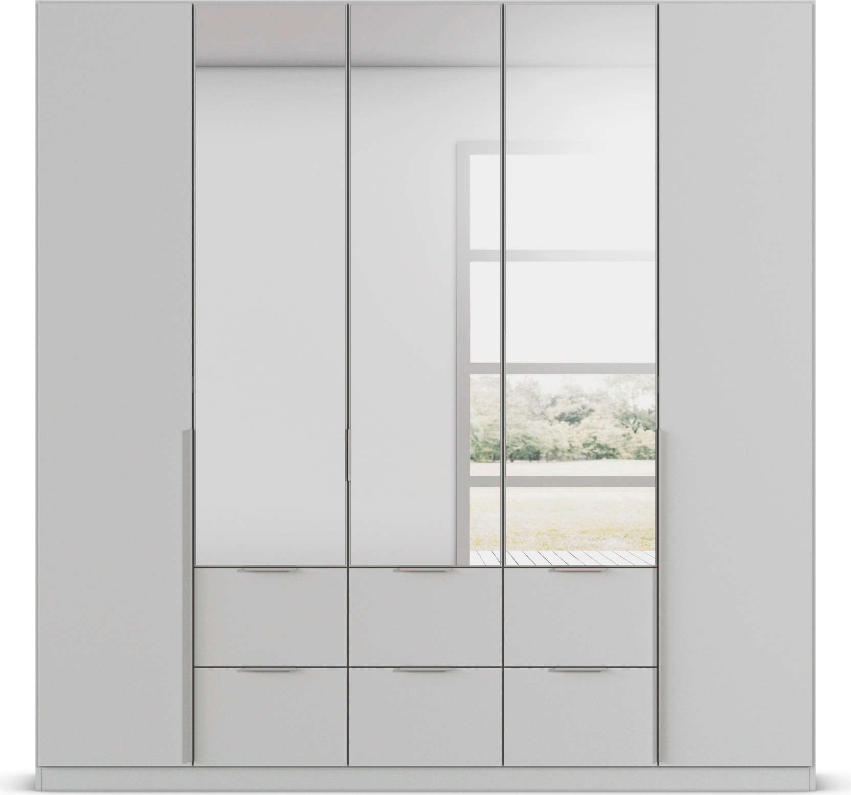 rauch Drehtürenschrank »Kleiderschrank Schrank Garderobe AGORDO mit Dekor- oder Hochglanzfront«, (in zwei Griff-Farben mit Dekor- oder Hochglanzfront), mit Außenschubkästen, in 6 Breiten und 2 Höhen MADE IN GERMANY