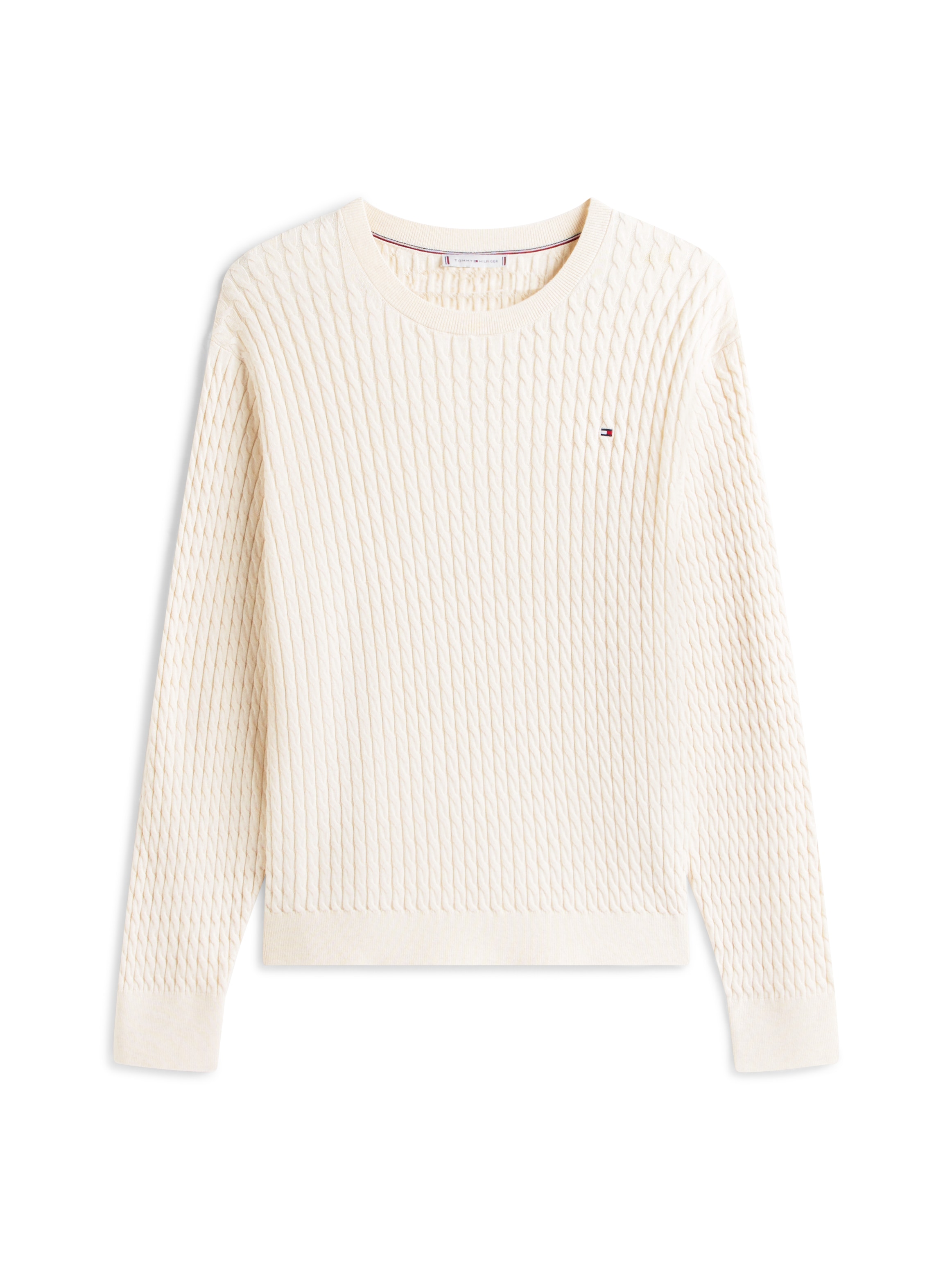 Tommy Hilfiger Curve Rundhalspullover »CRV CO CABLE FINE GG CNK SWEATER« in großen Größen, mit Zopfmuster